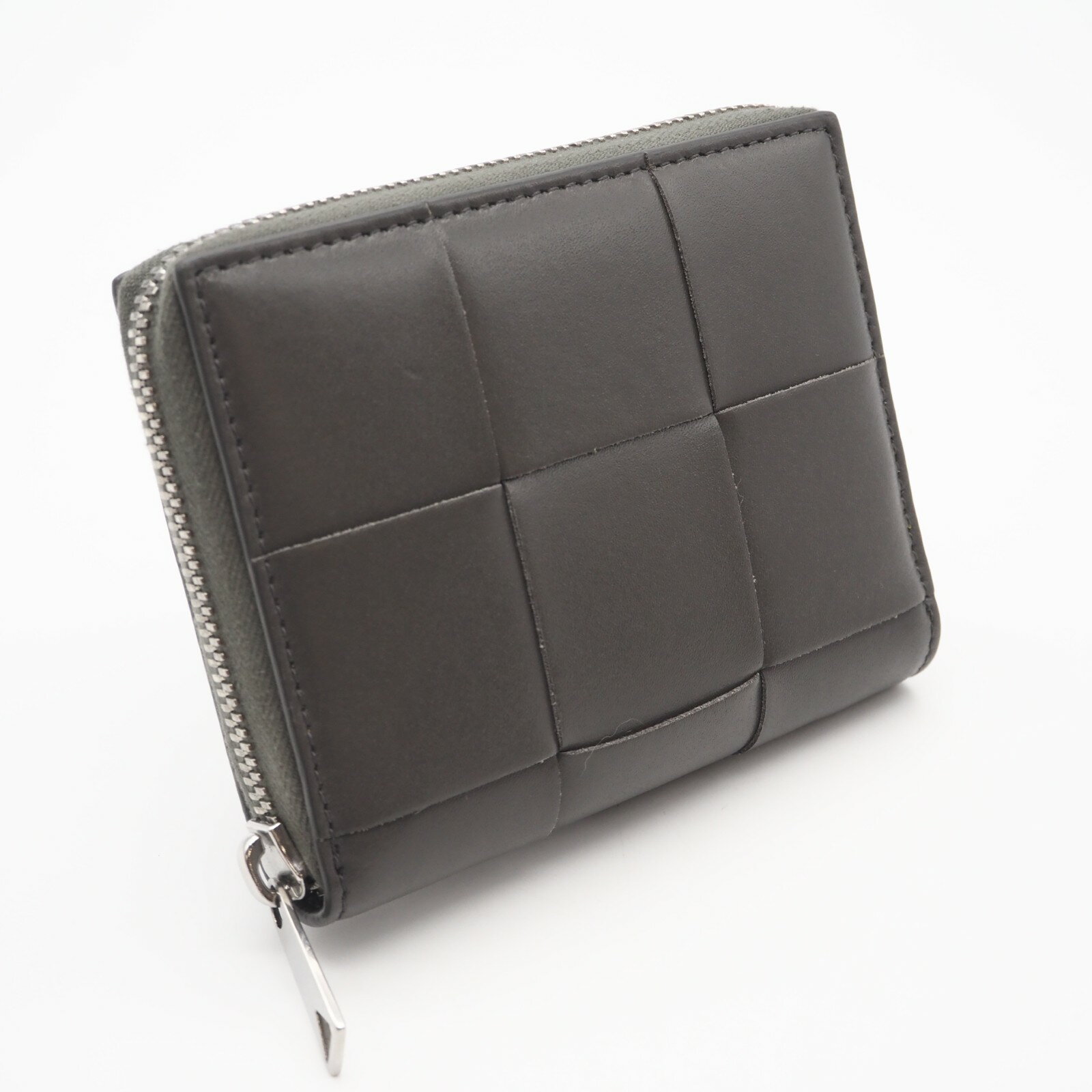 ★3日以内返品可★ 美品 BOTTEGAVENETA ボッテガヴェネタ カセット ラウンド財布 749426 二つ折り財布 グレー イエロー カーフレザー メンズ【中古】