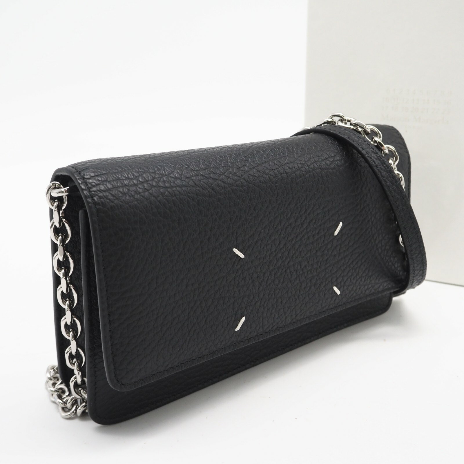 Rakuten - ★3日以内返品可★ 極美品 MAISON MARGIELA メゾンマルジェラ 4ステッチ チェーンウォレット SA3UI0008P4455T8013 2wayショルダーバッグ ブラック カーフレザー レディース【中古】