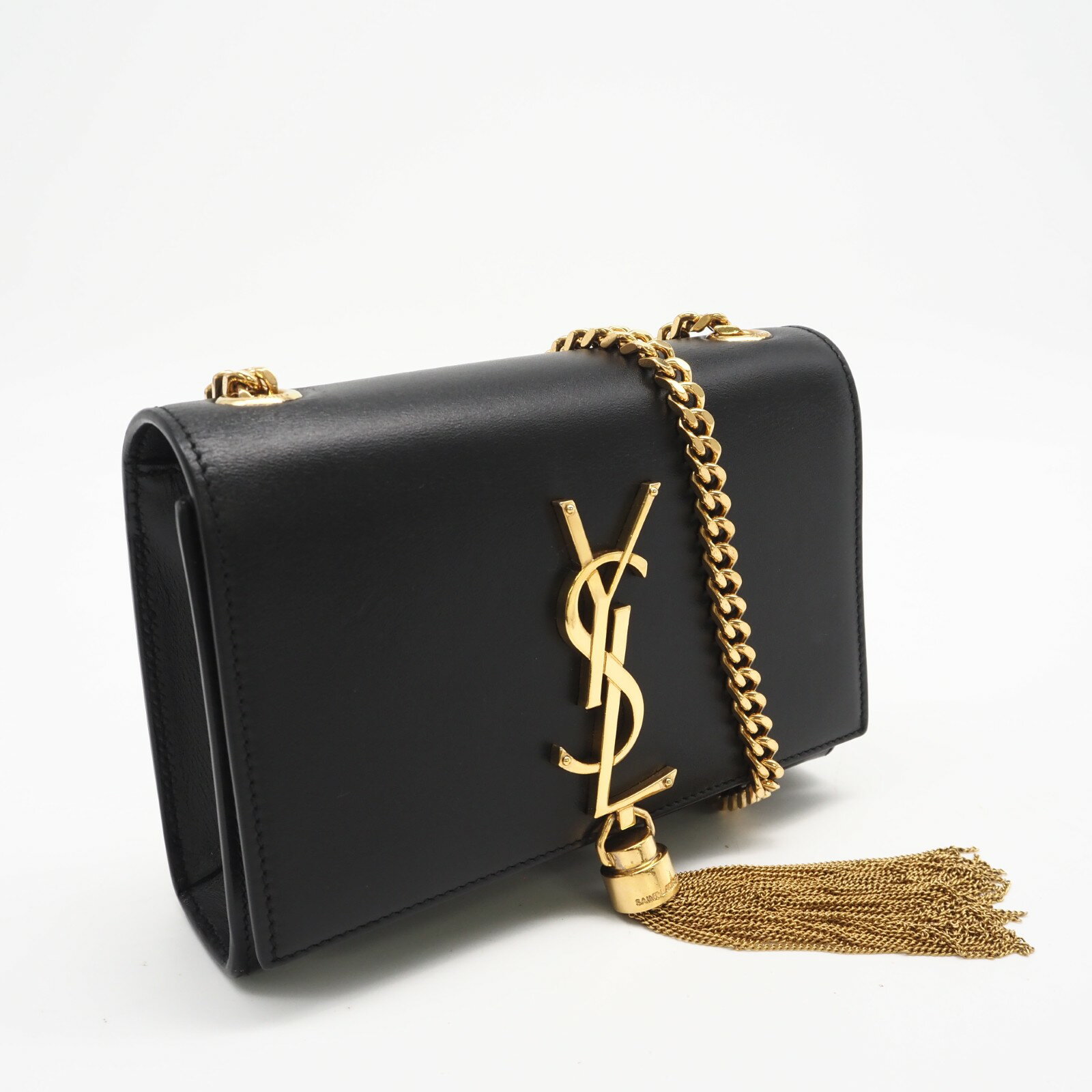 乐天商城 - ★3日以内返品可★ 極美品 SAINT LAURENT サンローラン サンローランパリ チェーンショルダーバッグ ケイト 354120 ショルダーバッグ ブラック ゴールド レザー レディース【中古】