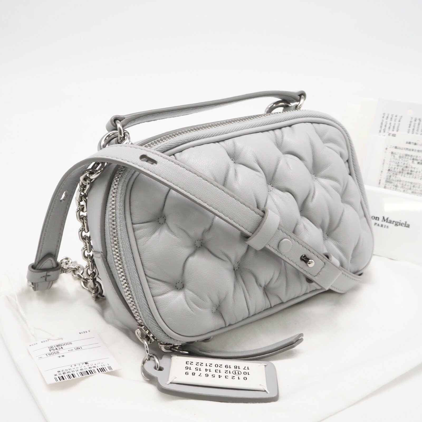 Rakuten - ★3日以内返品可★ 美品 MAISON MARGIELA メゾンマルジェラ Glam Slam ベルトバッグ ミニ SB1WB0008P6434 ショルダーバッグ グレー レザー レディース【中古】