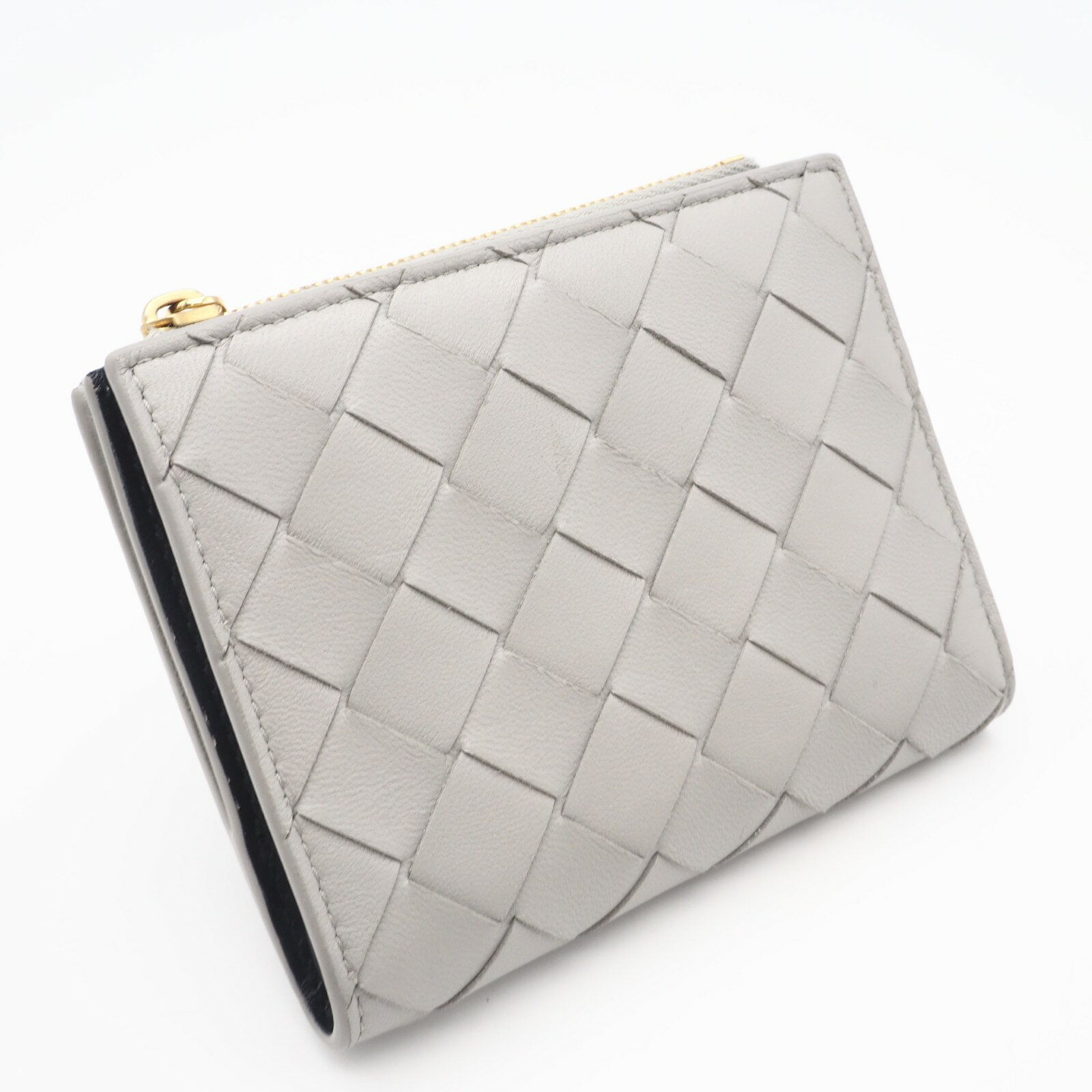 乐天商城 - ★3日以内返品可★ 美品 BOTTEGAVENETA ボッテガヴェネタ イントレチャート中 レザー 二つ折り財布 749940 二つ折り財布 グレー ラムスキン メンズ【中古】