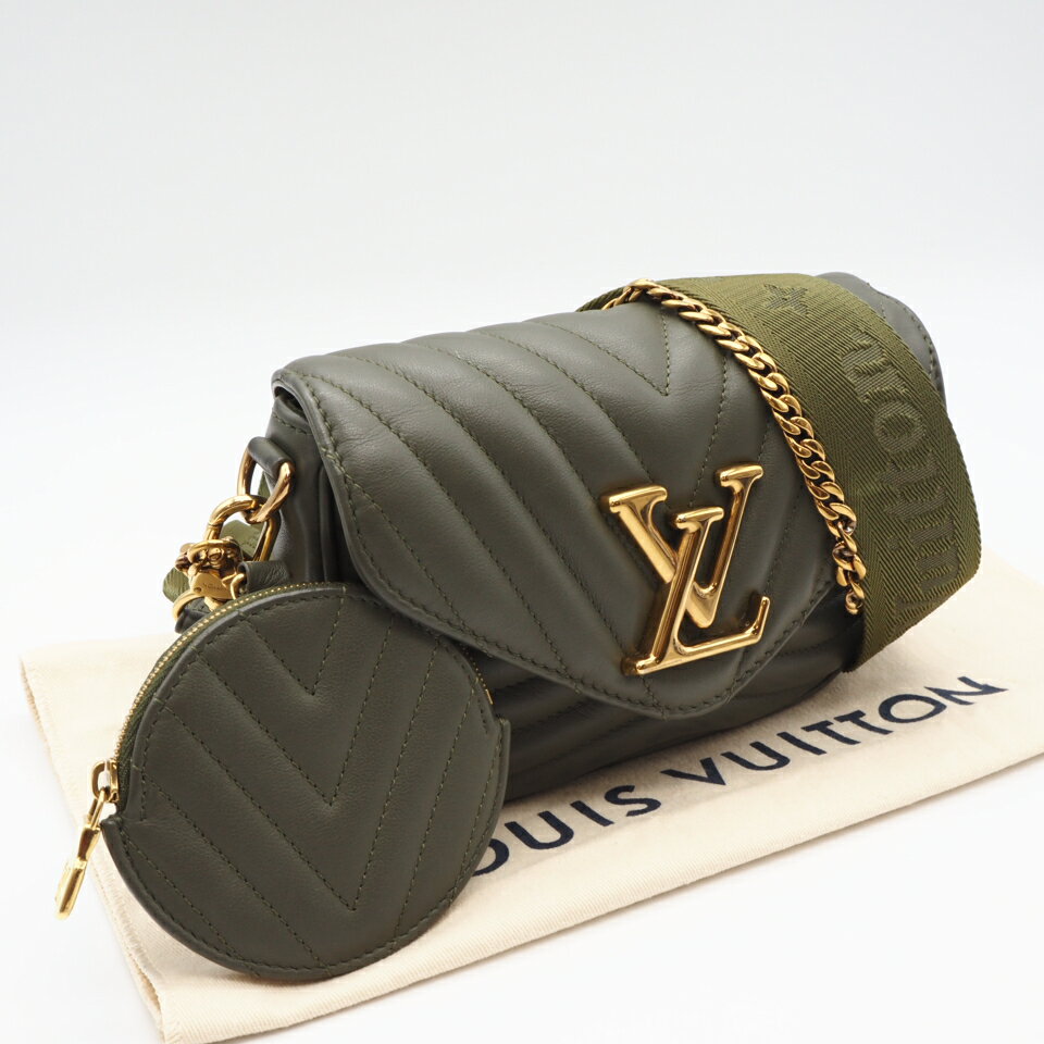 乐天商城 - ★3日以内返品可★ 美品 LOUIS VUITTON ルイ・ヴィトン ニューウェーブ ミュルティ ポシェット M56471 2wayショルダーバッグ カーキ カーフレザー レディース【中古】
