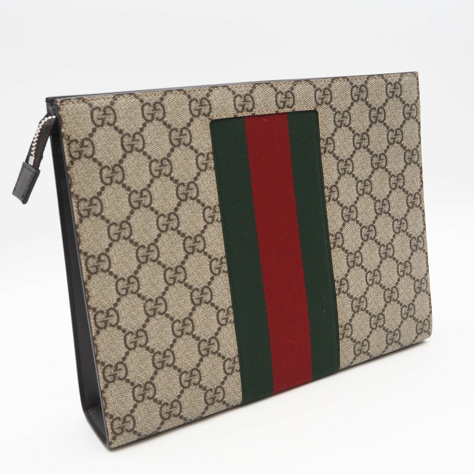 GUCCI - ★3日以内返品可★ 未使用 GUCCI グッチ シェリーライン GGスプリーム クラッチバッグ 475316 クラッチバッグ ベージュ ブラウン コーティングキャンバス レザー メンズ【中古】
