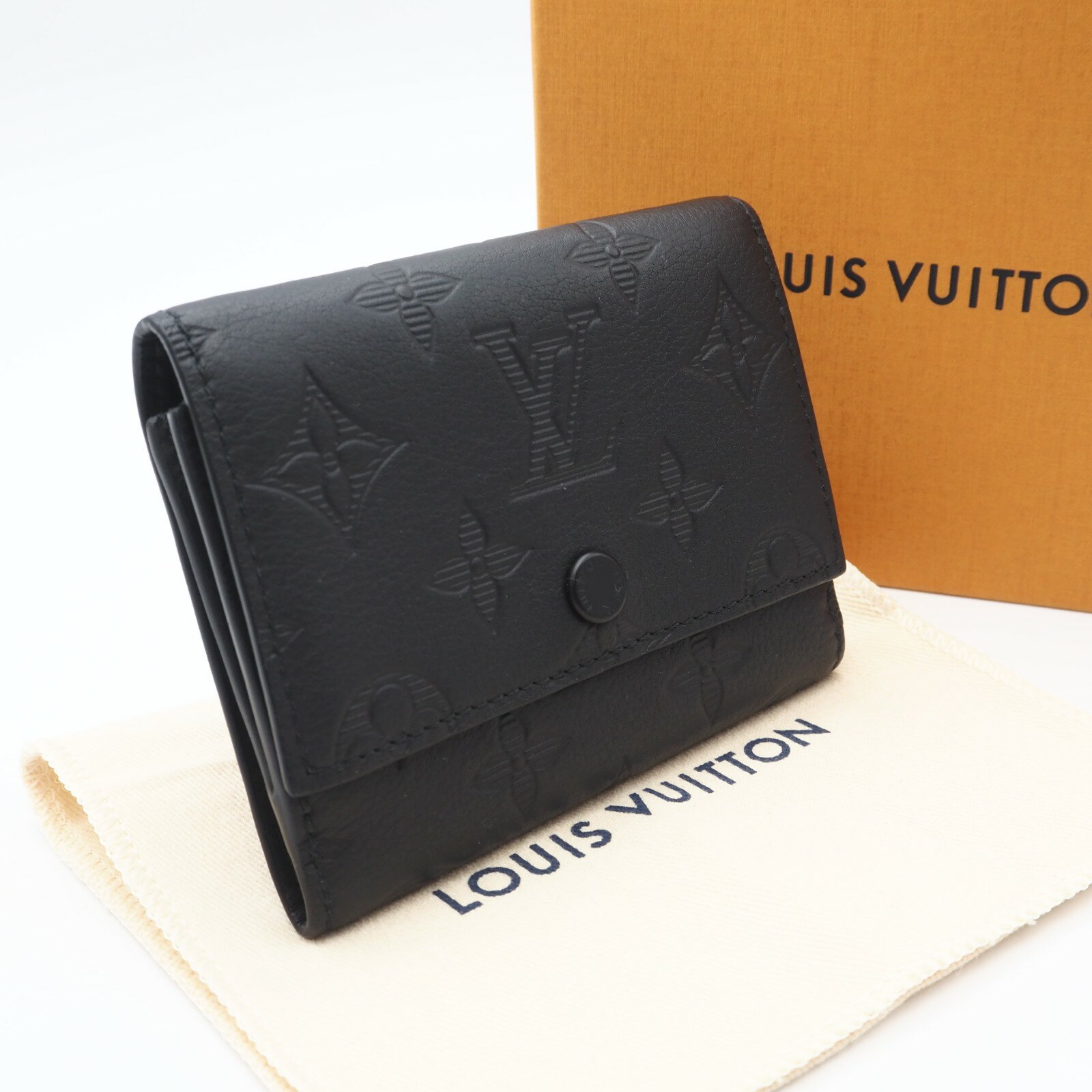 Rakuten - ★3日以内返品可★ 美品 LOUIS VUITTON ルイ・ヴィトン モノグラム シャドウ ヴィクター ウォレット M12635 三つ折り財布 ブラック カーフレザー メンズ【中古】