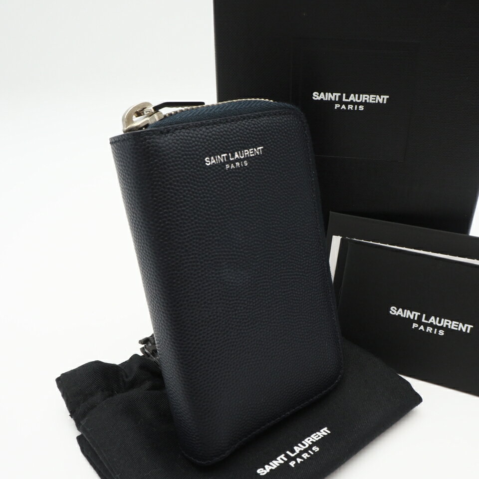 其它 - ★3日以内返品可★ 美品 SAINT LAURENT サンローラン レザー ジップ キーケース 440914 キーケース ネイビー レザー メンズ【中古】