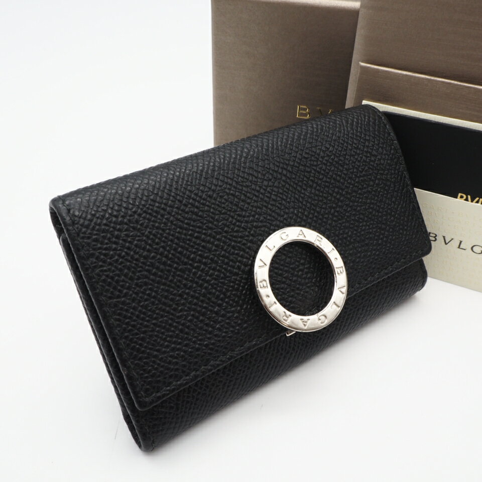 ★3日以内返品可★ 美品 BVLGARI ブルガリ グレインレザー ブルガリブルガリ キーケース 30422 キーケース ブラック グレインレザー メンズ【中古】