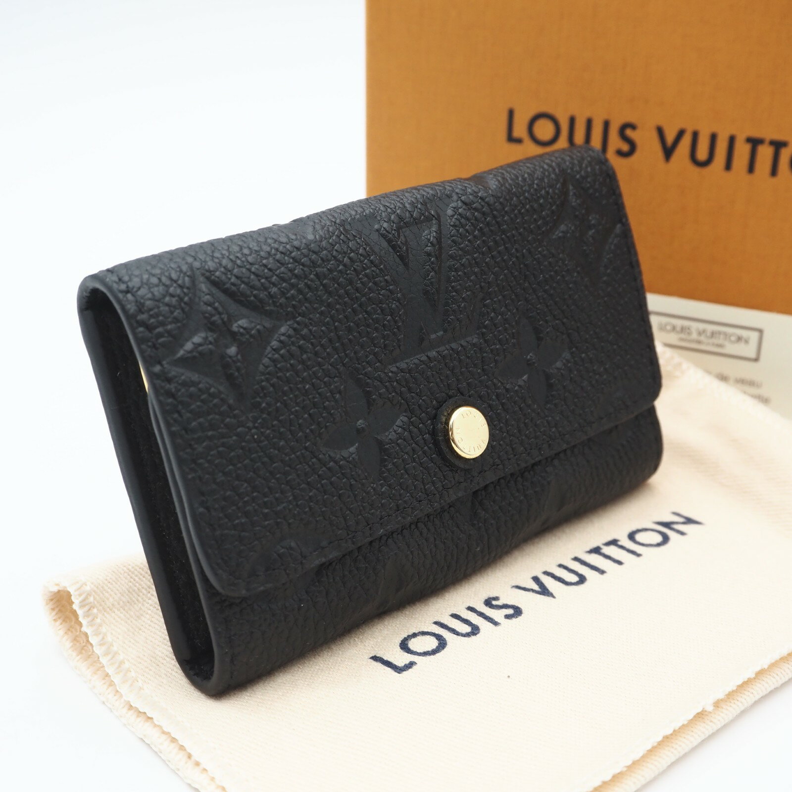 ★3日以内返品可★ 極美品 LOUIS VUITTON ルイ・ヴィトン モノグラム アンプラント ミュルティクレ6 ノワール M64421 キーケース ブラック カーフレザー レディース【中古】