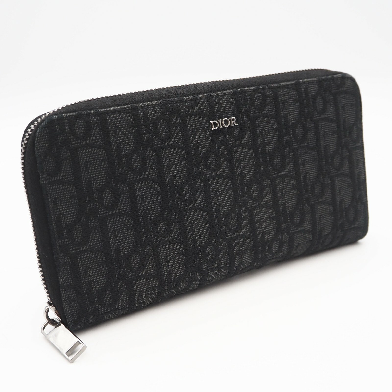 ★3日以内返品可★ 美品 Dior ディオール ディオール オブリーク ジャカード ロングジップウォレット 2ESBC252YSE_H03E 長財布 ブラック キャンバス レザー メンズ【中古】