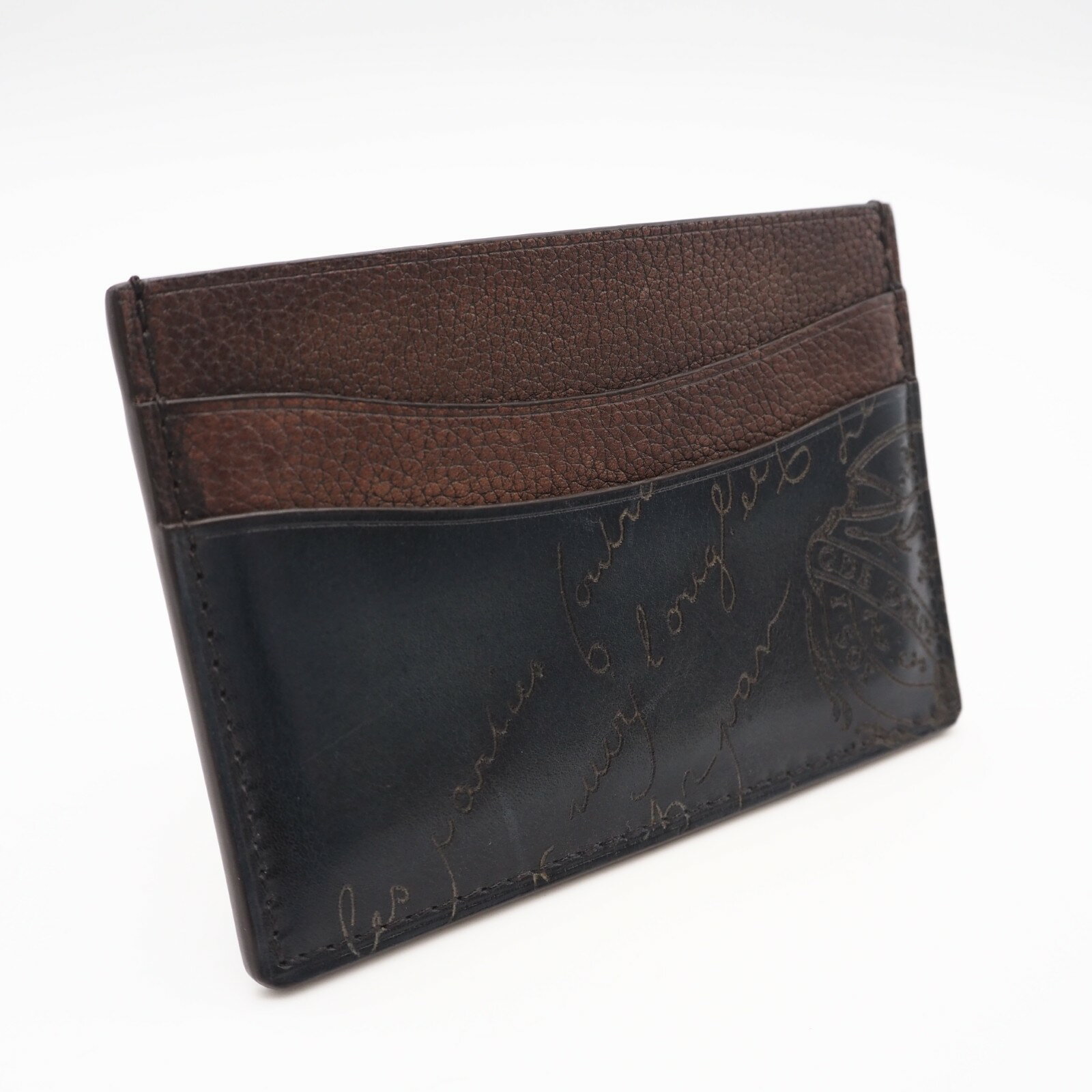 Rakuten - ★3日以内返品可★ 美品 Berluti ベルルッティ バンブー スクリットレザー カードホルダー BAMBOU_NEO-JOUR_TANGRAM-V88 カードケース ネイビー ブラウン カーフレザー メンズ【中古】