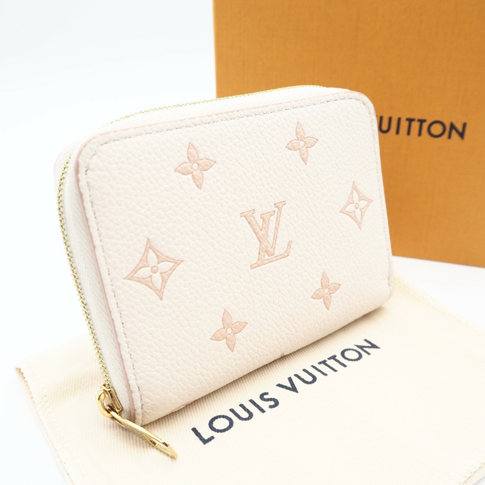 C, G, K - ★3日以内返品可★ 美品 LOUIS VUITTON ルイ・ヴィトン モノグラム アンプラント ジッピー コインパース モノグラム バイカラー M14563 二つ折り財布 ピンクベージュ ベージュ カウハイド レディース【中古】