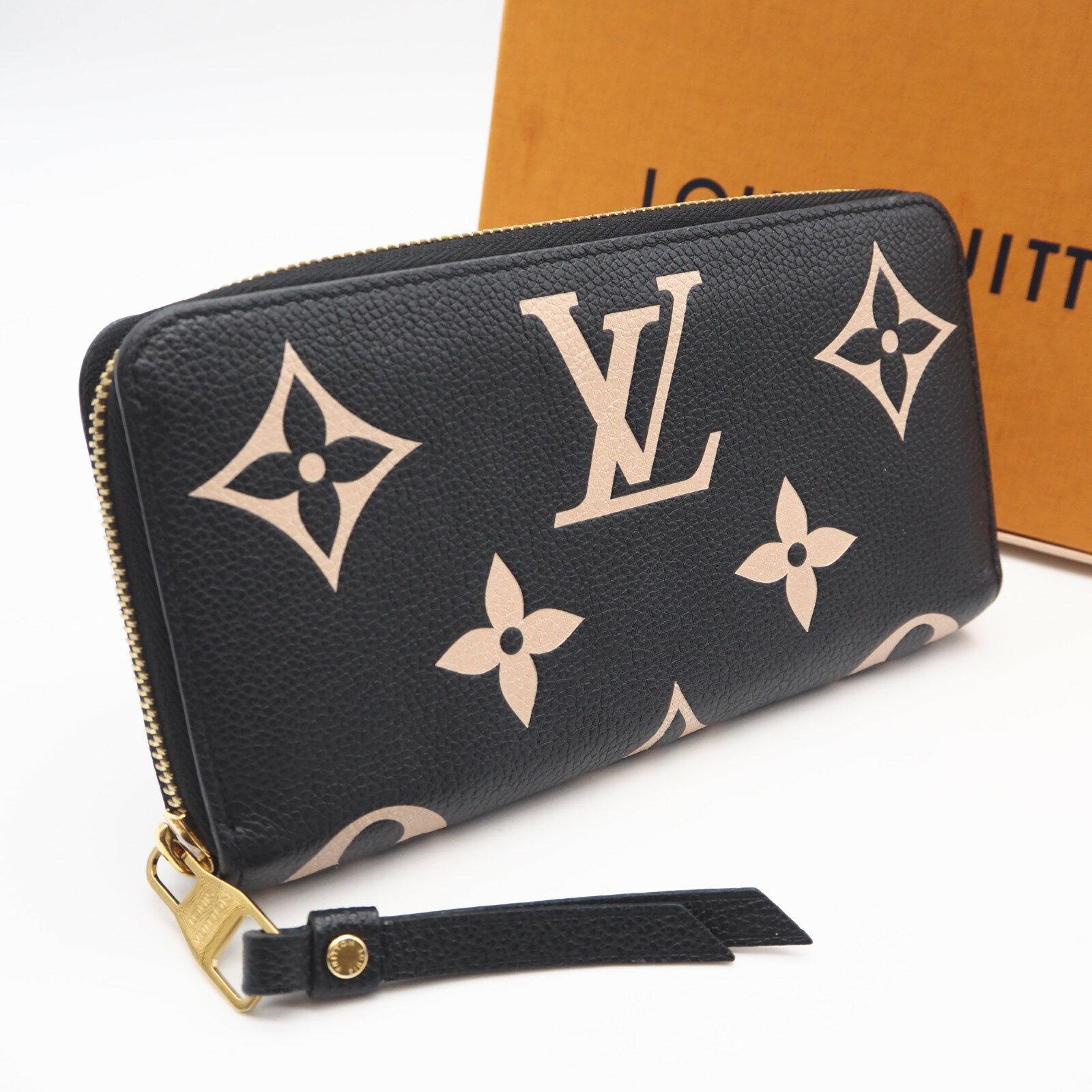 乐天商城 - ★3日以内返品可★ LOUIS VUITTON ルイ・ヴィトン モノグラム アンプラント ジッピー ウォレット バイカラー M80481 長財布 ブラック ベージュ グレインレザー レディース【中古】