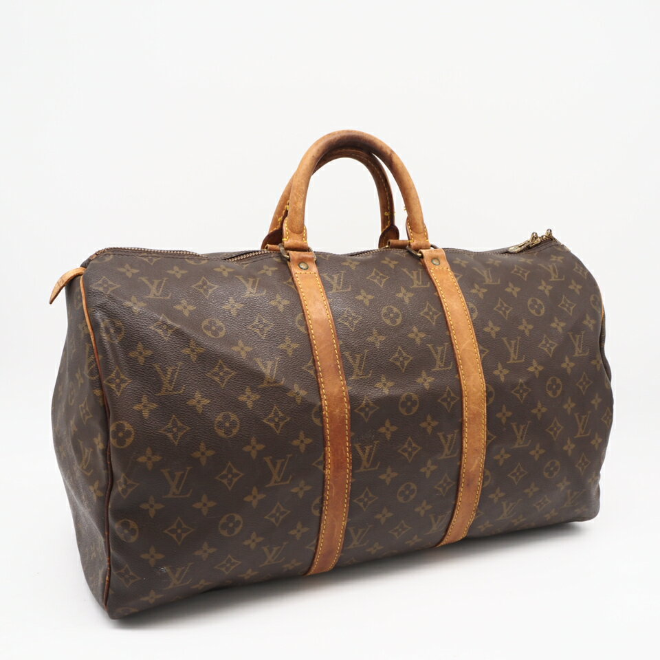 ★3日以内返品可★ LOUIS VUITTON ルイ・ヴィトン モノグラム キャンバス キーポル50 M41426 ボストンバッグ ブラウン コーティングキャンバス レザー レディース【中古】