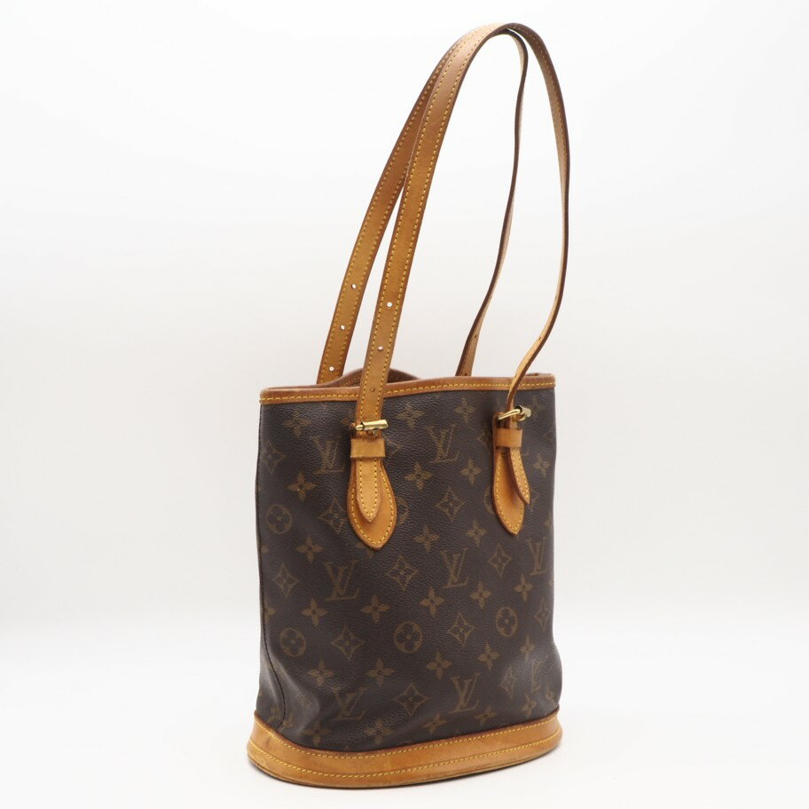 Rakuten - ★3日以内返品可★ LOUIS VUITTON ルイ・ヴィトン モノグラム キャンバス バケットPM M42238 ハンドバッグ ブラウン コーティングキャンバス レザー レディース【中古】