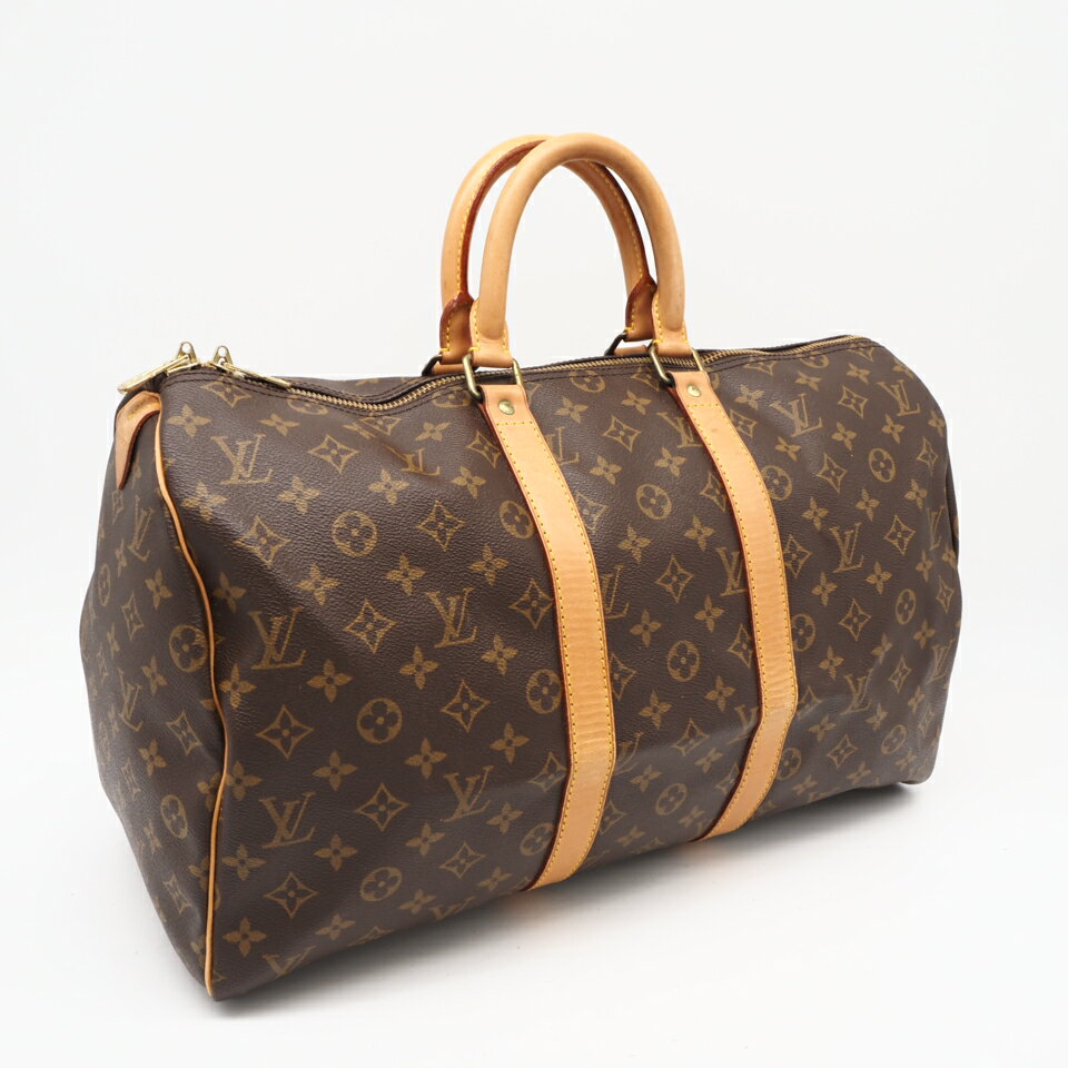★3日以内返品可★ LOUIS VUITTON ルイ・ヴィトン モノグラム キャンバス キーポル 45 M41428 ボストンバッグ ブラウン コーティングキャンバス レザー レディース【中古】