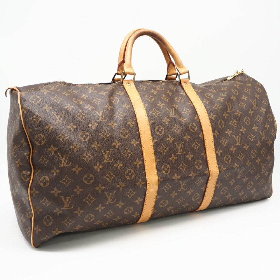 乐天商城 - ★3日以内返品可★ LOUIS VUITTON ルイ・ヴィトン モノグラム キャンバス キーポル 60 M41422 ボストンバッグ ブラウン コーティングキャンバス レザー メンズ【中古】