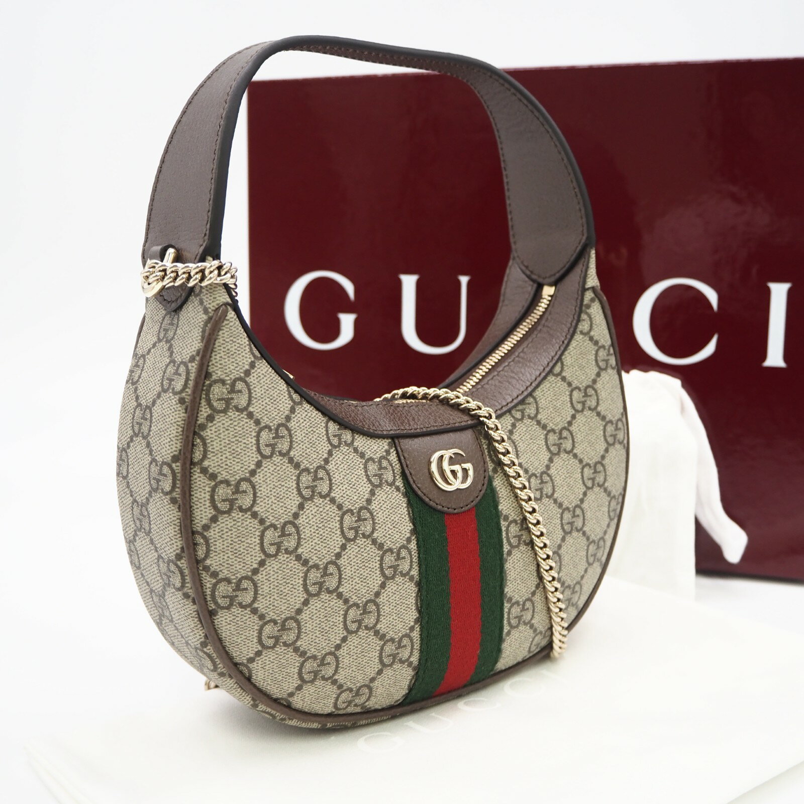 Rakuten - ★3日以内返品可★ 未使用 GUCCI グッチ オフィディア GGスプリーム スモール ショルダーバッグ 838463 2wayハンドバッグ ベージュ レッド グリーン コーティングキャンバス レザー レディース【中古】