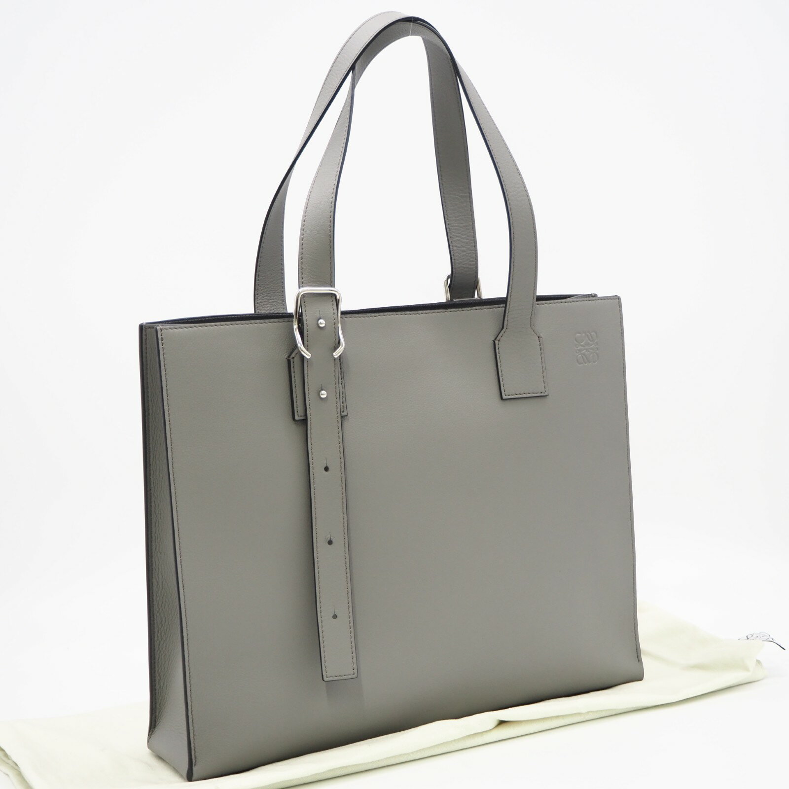 乐天商城 - ★3日以内返品可★ 美品 LOEWE ロエベ アナグラム ホリゾンタル トートバッグ B692K96X06 ショルダーバッグ グレー カーフレザー メンズ【中古】
