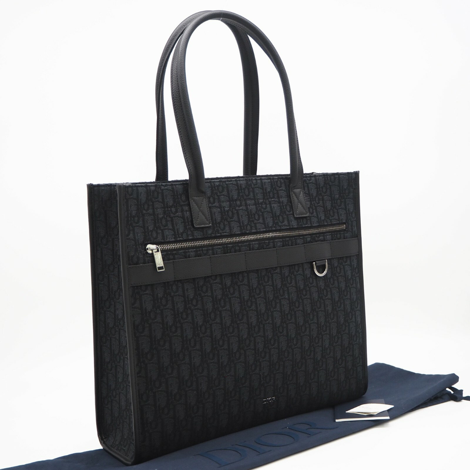 DIOR HOMME - ★3日以内返品可★ 美品 Dior ディオール オブリークジャカード サファリ トートバッグ 1ESSH224YKY_H03E トートバッグ ブラック キャンバス レザー メンズ【中古】