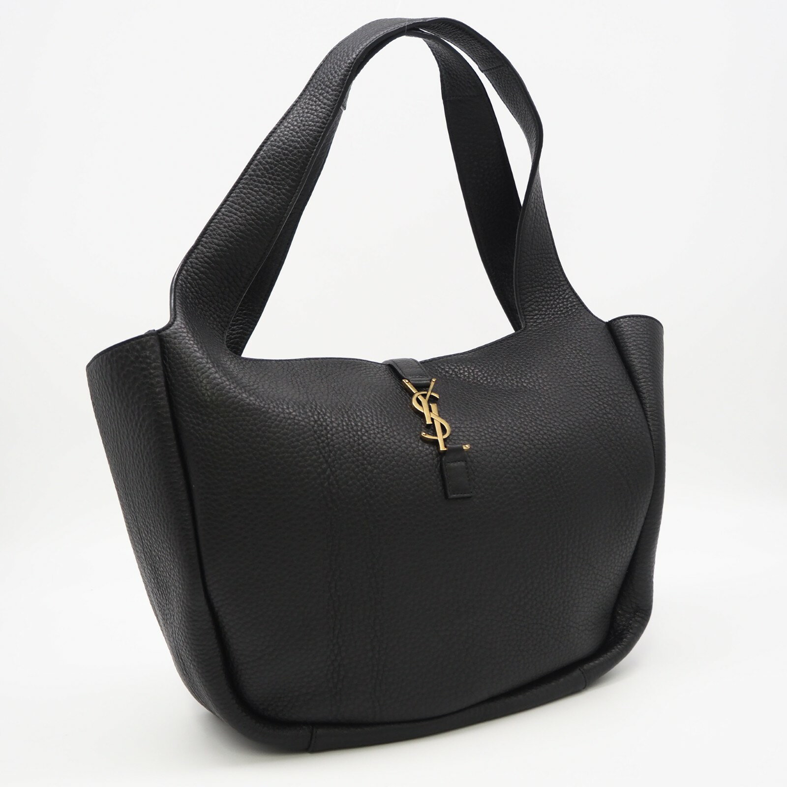 Rakuten - ★3日以内返品可★ 美品 SAINT LAURENT サンローラン グレインレザー ル・サンカセット ベア トートバッグ 763435 ハンドバッグ ブラック ゴールド グレインレザー レディース【中古】