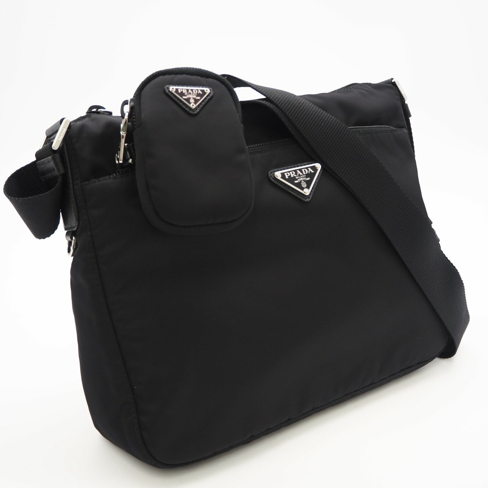 PRADA ショルダーバッグ 1BC421 ナイロン レザー ショルダーバッグ PRADA（プラダ） ショルダーバッグ レディース ブラック 1BC421 RV44