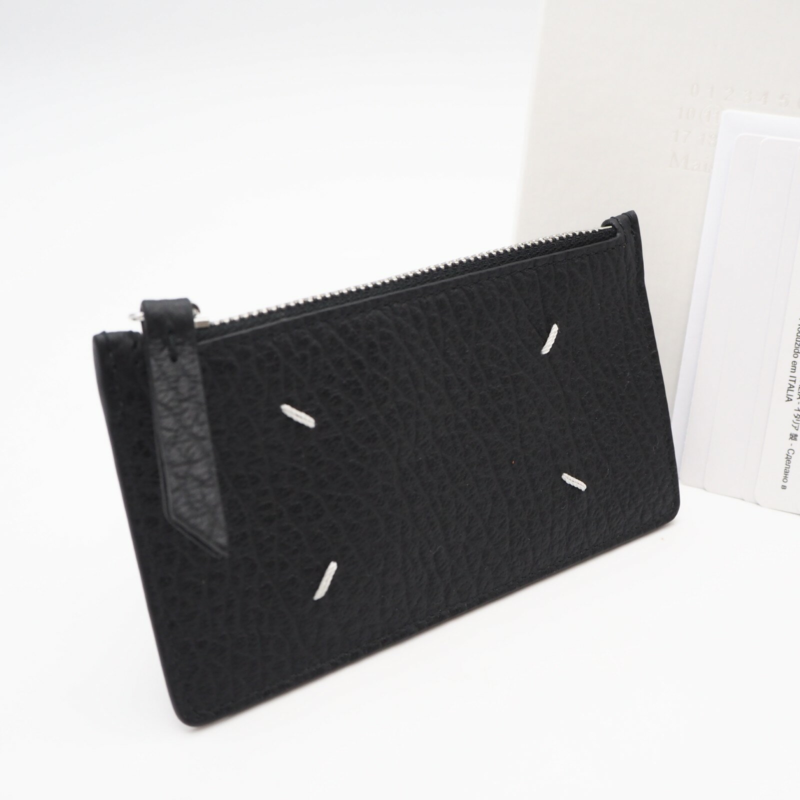 Other - ★3日以内返品可★ 未使用 MAISON MARGIELA メゾンマルジェラ 4ステッチ コインケース S56UI0143 コインケース ブラック ホワイト カーフレザー メンズ【中古】
