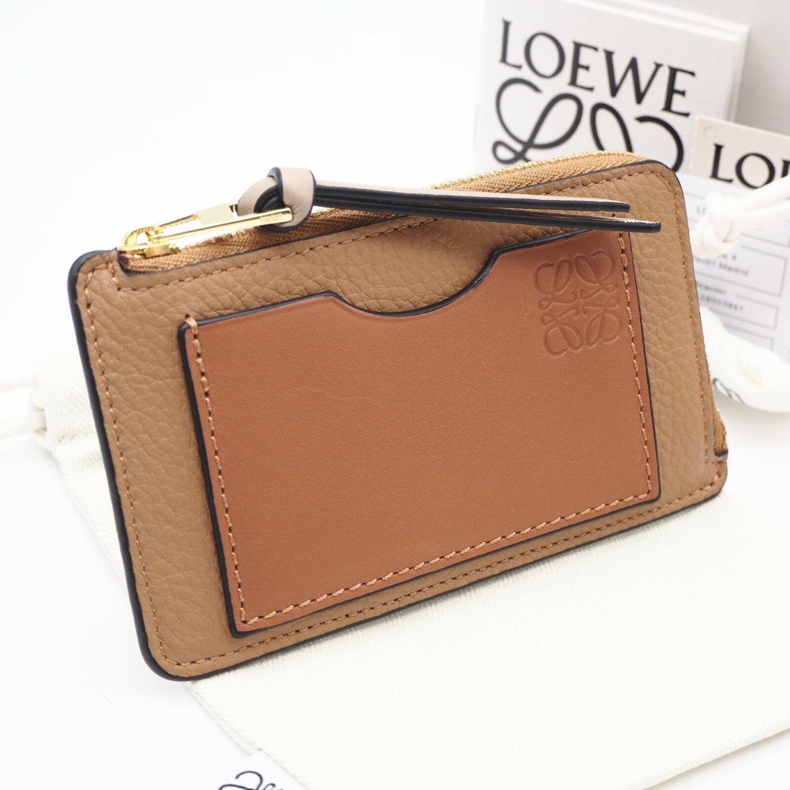 Rakuten - ★3日以内返品可★ 極美品 LOEWE ロエベ アナグラム コインカードホルダー C660Z40X04 コインケース ブラウン グレインカーフレザー レディース【中古】