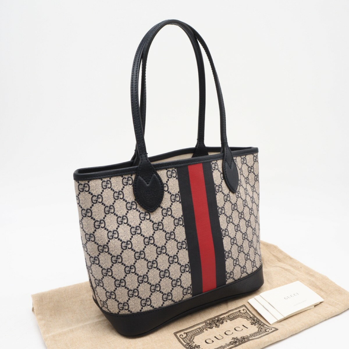GUCCI - ★3日以内返品可★ 美品 GUCCI グッチ GGスプリームキャンバス オフィディア スモール トートバッグ 726762 トートバッグ ブラック キャンバス レディース【中古】