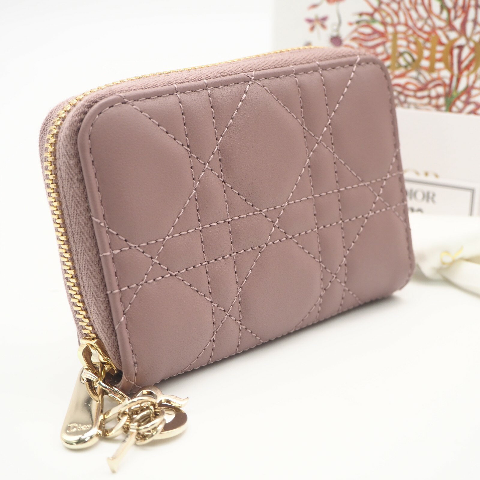 CHRISTIAN DIOR - ★3日以内返品可★ 極美品 Christian Dior クリスチャンディオール レディディオール カナージュ コインケース S0985ONMJ コインケース パープル ラムスキン レディース【中古】