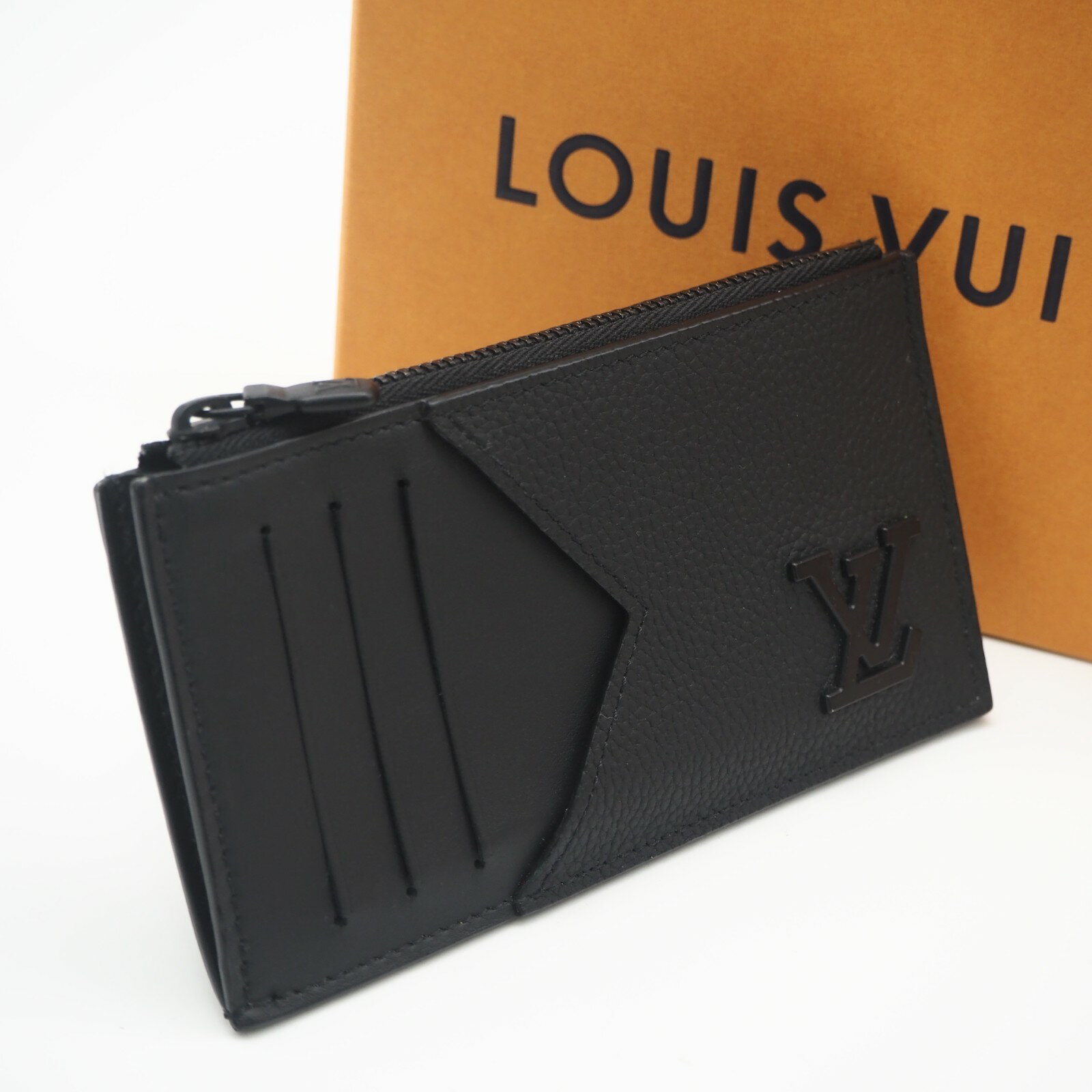 Rakuten - ★3日以内返品可★ 美品 LOUIS VUITTON ルイ・ヴィトン LVアエログラム コインカード ホルダー ノワール M82068 カードケース ブラック カーフレザー メンズ【中古】