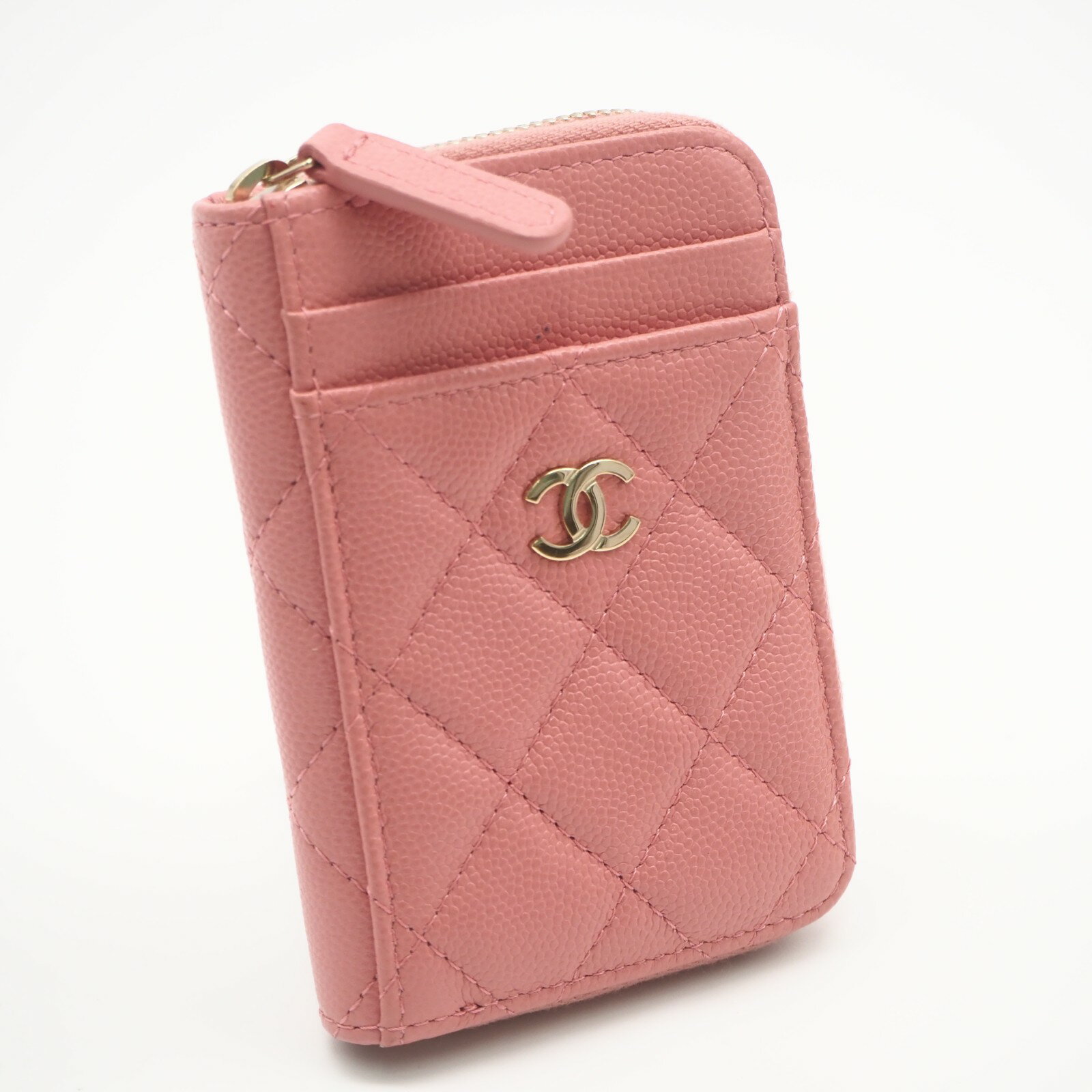 Rakuten - ★3日以内返品可★ 美品 CHANEL シャネル マトラッセ クラシック ジップ コインパース AP1650 コインケース ピンク キャビアスキン レディース【中古】