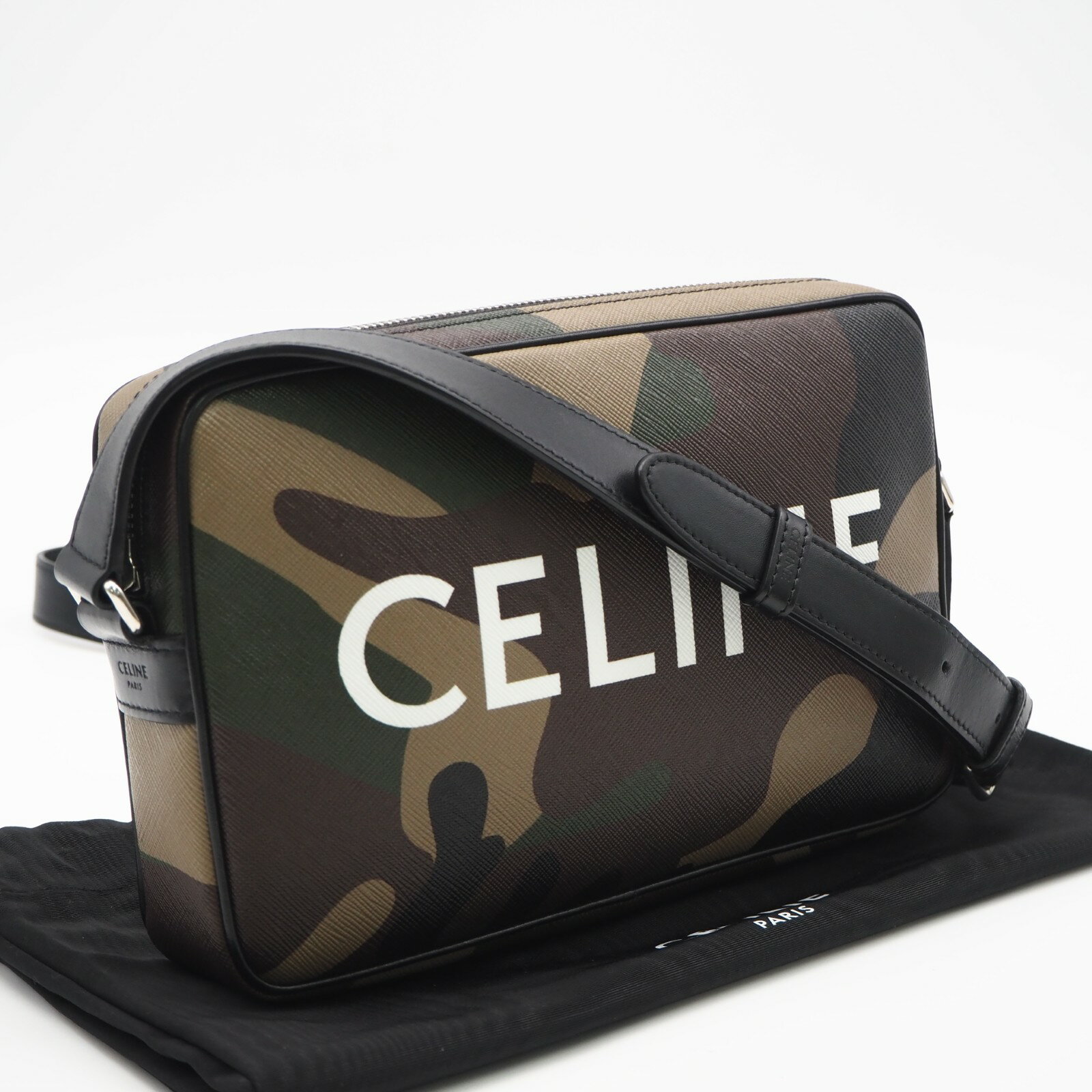 Rakuten - ★3日以内返品可★ 美品 CELINE セリーヌ コーティングキャンバスキャンバス カーフスキン ホリゾンタル メッセンジャー 194502DFF ショルダーバッグ カーキ ブラウン ブラック コーティングキャンバス レザー メンズ【中古】