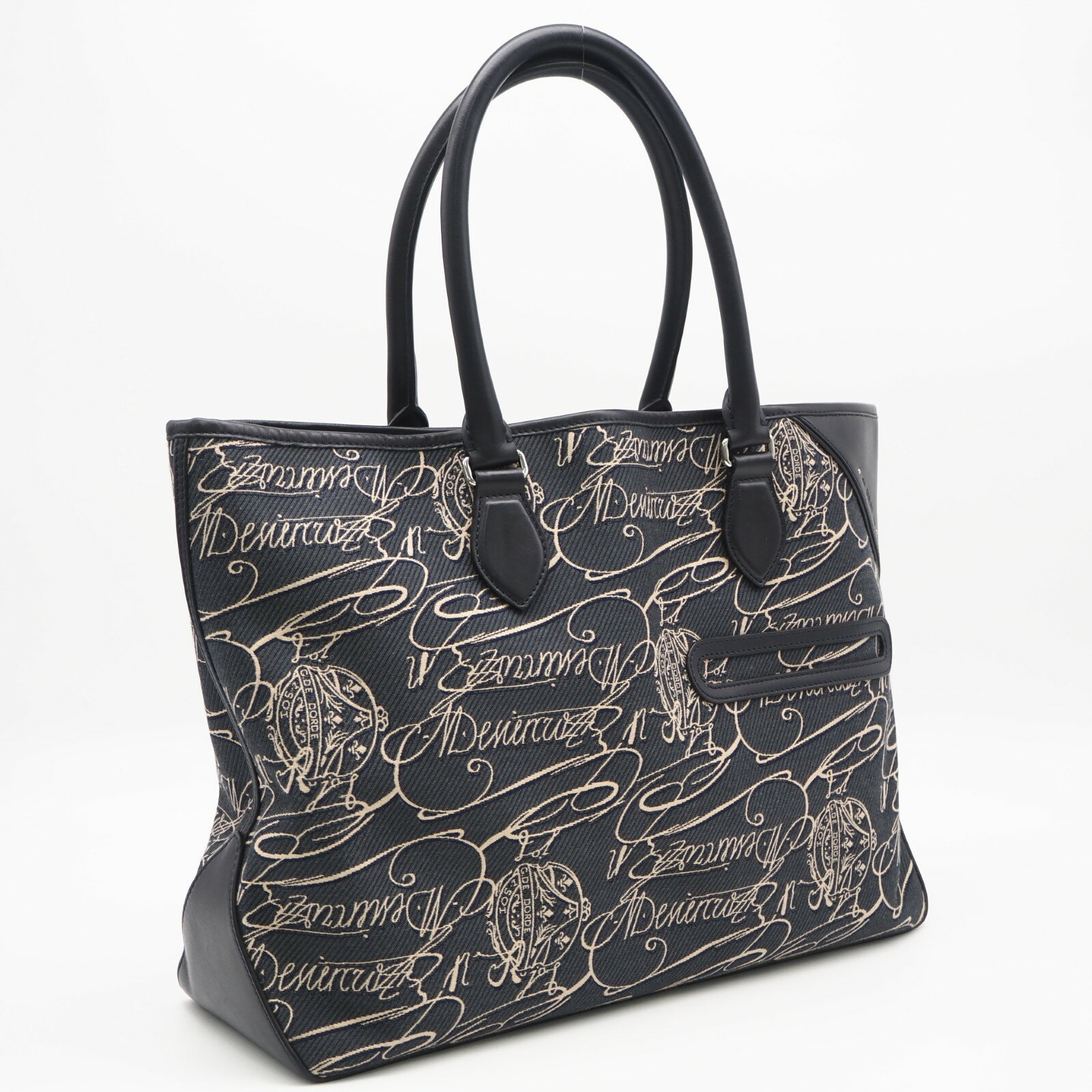Rakuten - ★3日以内返品可★ 美品 Berluti ベルルッティ キャンバス レザー トゥジュール スクリット アラベスク トートバッグ - ハンドバッグ ネイビー ベージュ キャンバス レザー メンズ【中古】