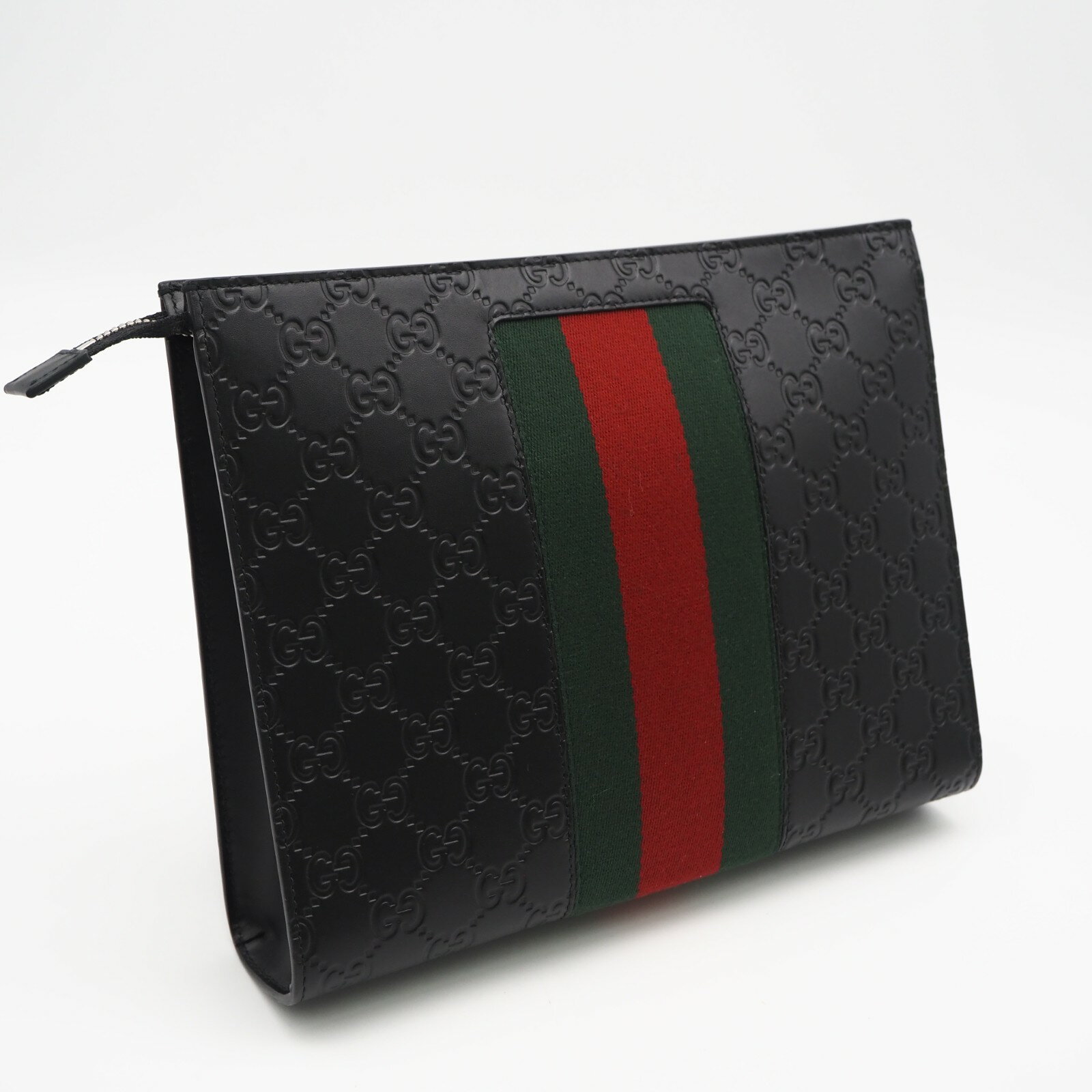乐天商城 - ★3日以内返品可★ 未使用 GUCCI グッチ GGスプリーム キャンバス グッチシマ シェリーライン クラッチバッグ 475316 クラッチバッグ ブラック グリーン レッド レザー メンズ【中古】