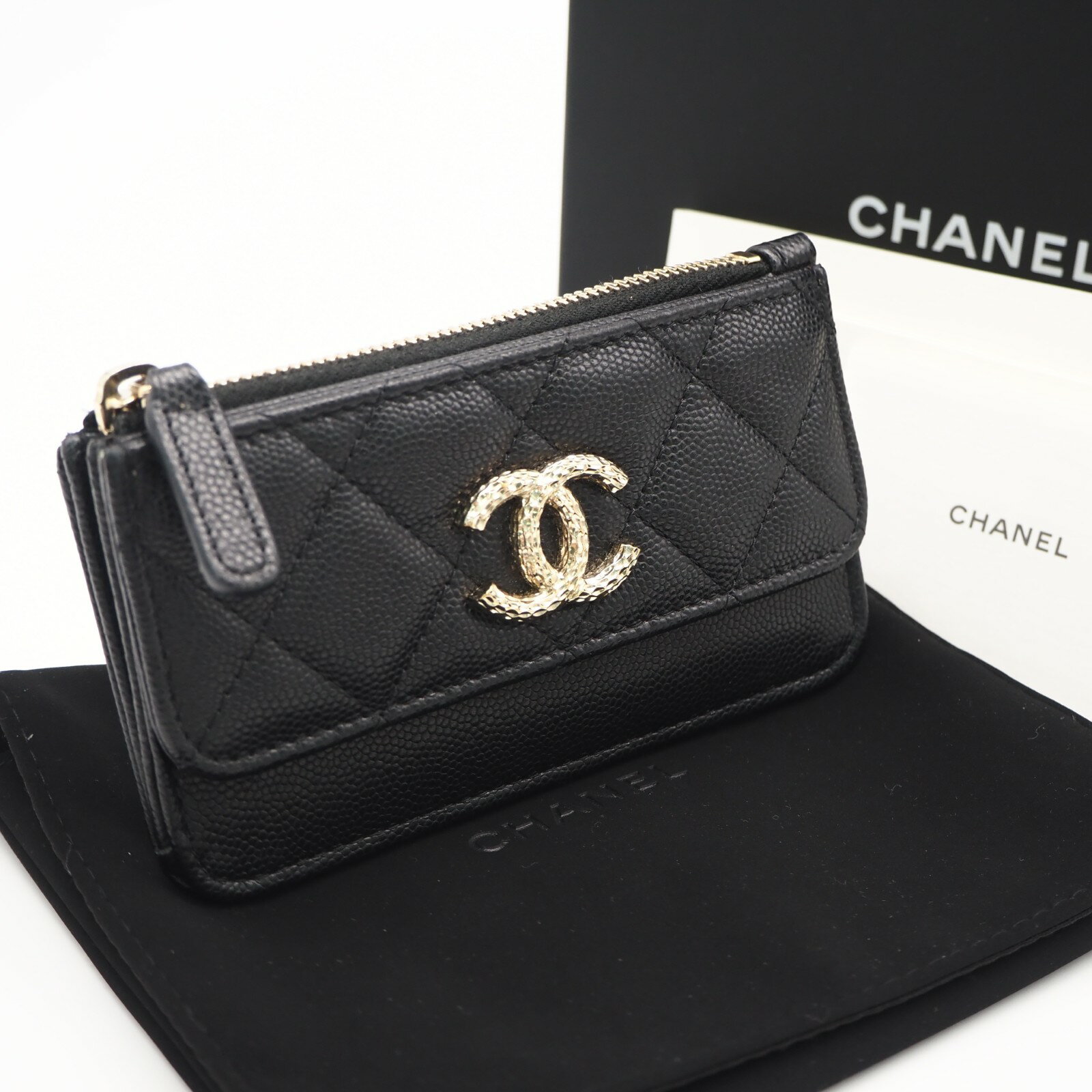 Rakuten - ★3日以内返品可★ 極美品 CHANEL シャネル マトラッセ コインケース AP4314 コインケース ブラック ゴールド キャビアスキン レディース【中古】