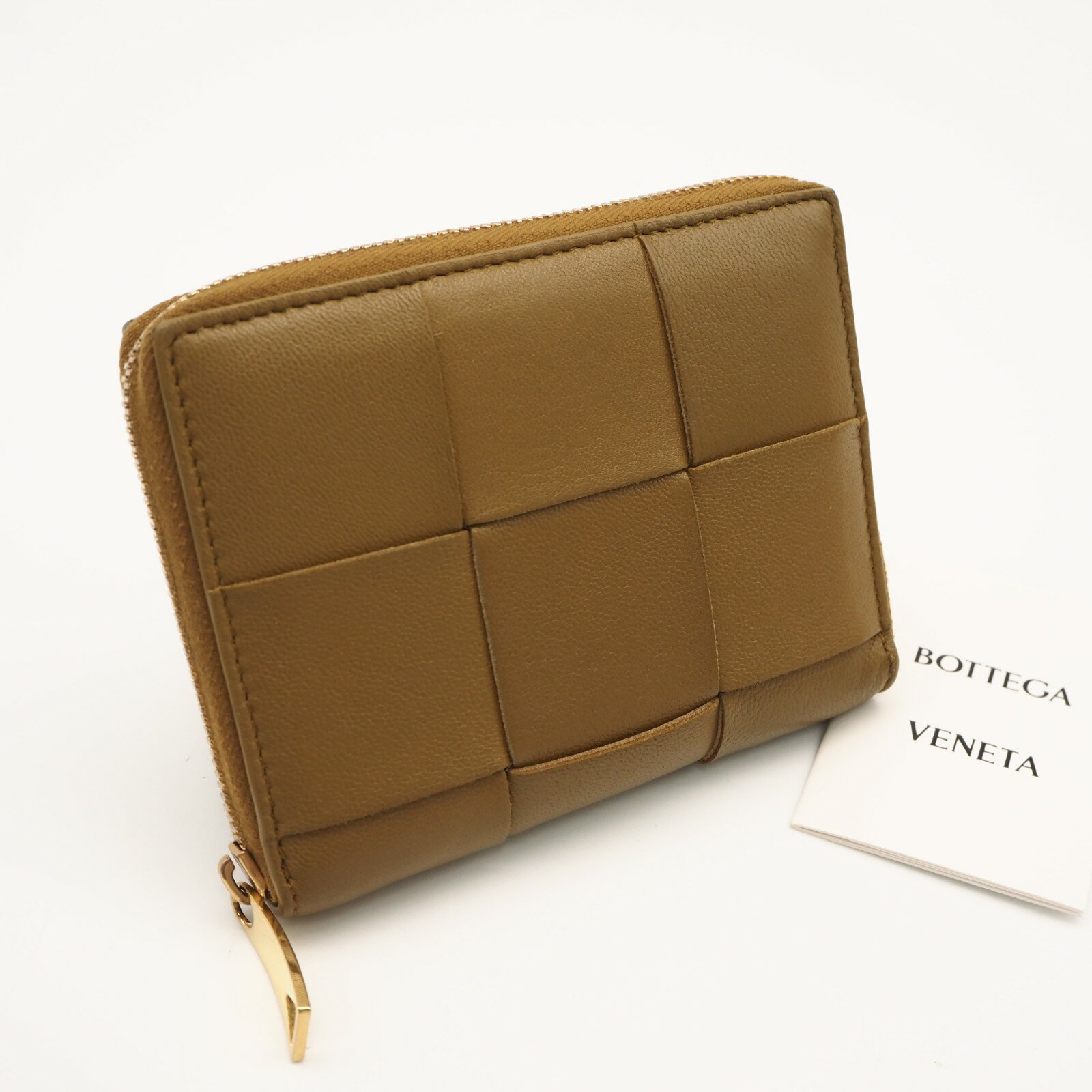 乐天商城 - ★3日以内返品可★ 美品 BOTTEGAVENETA ボッテガヴェネタ カセット 二つ折りファスナーウォレット 750252 二つ折り財布 ブラウン ラムスキン レディース【中古】