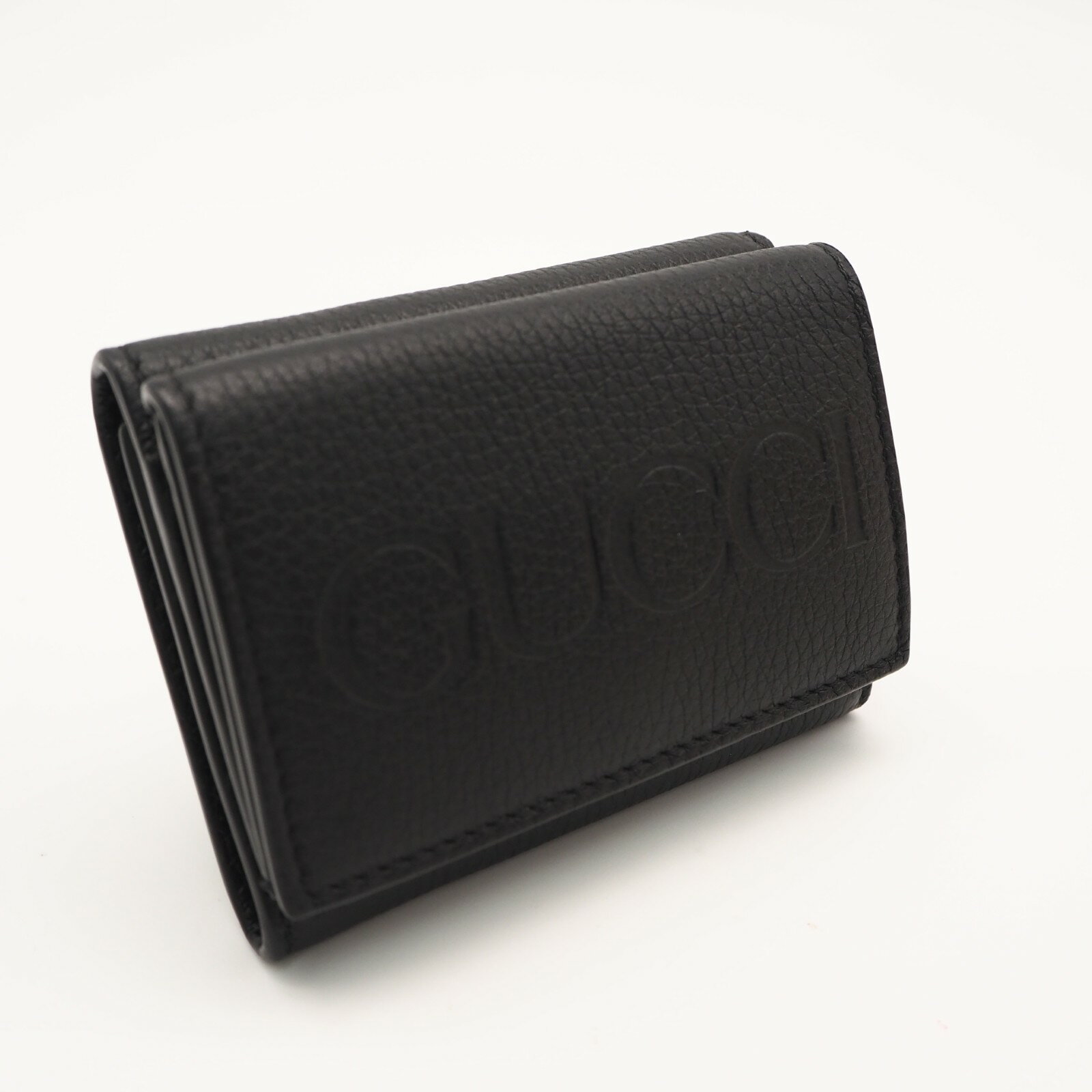 Rakuten - ★3日以内返品可★ 美品 GUCCI グッチ グッチロゴ レザー コンパクトウォレット 736151 三つ折り財布 ブラック レザー メンズ【中古】