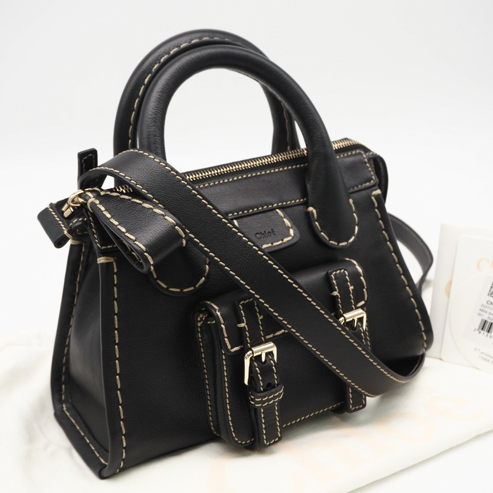 Rakuten - ★3日以内返品可★ 美品 Chloe クロエ レザー エディス ミニ 2WAYバッグ CHC21WS451F43 001 2wayハンドバッグ ブラック レザー レディース【中古】
