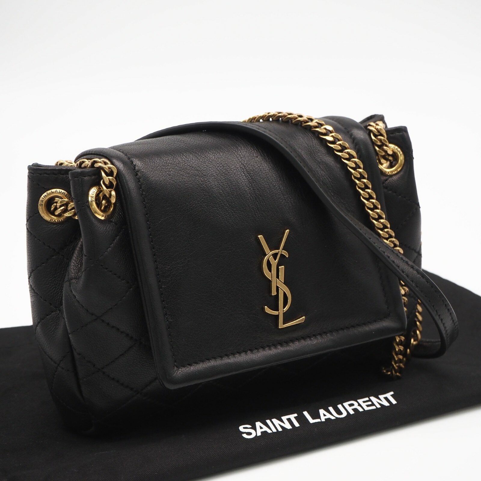 Rakuten - ★3日以内返品可★ 美品 SAINT LAURENT PARIS サンローランパリ ラムスキン ノリータ ミニ 672738 ショルダーバッグ ブラック ラムスキン レディース【中古】