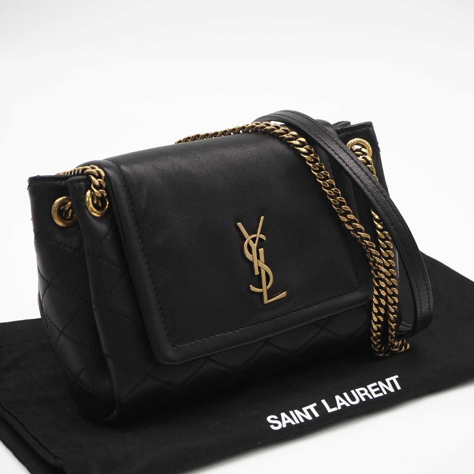 樂天商城 - ★3日以内返品可★ 美品 SAINT LAURENT PARIS サンローランパリ ラムスキン ノリータ ミニ 672738 ショルダーバッグ ブラック ラムスキン レディース【中古】