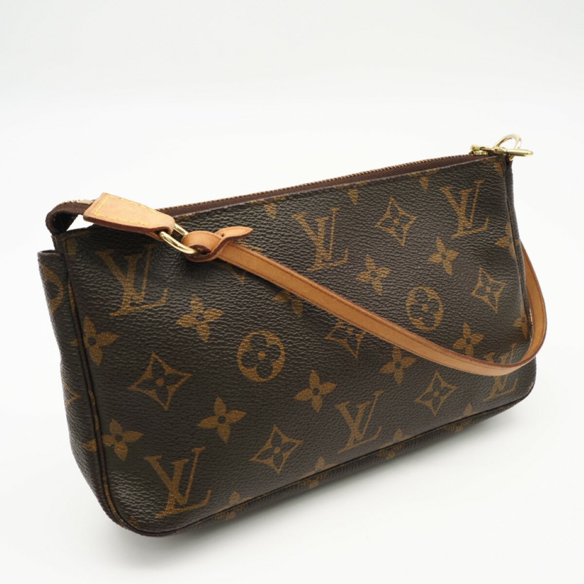 Rakuten - ★3日以内返品可★ LOUIS VUITTON ルイ・ヴィトン モノグラム ポシェットアクセソワール M51980 ポーチ ブラウン コーティングキャンバス レザー レディース【中古】