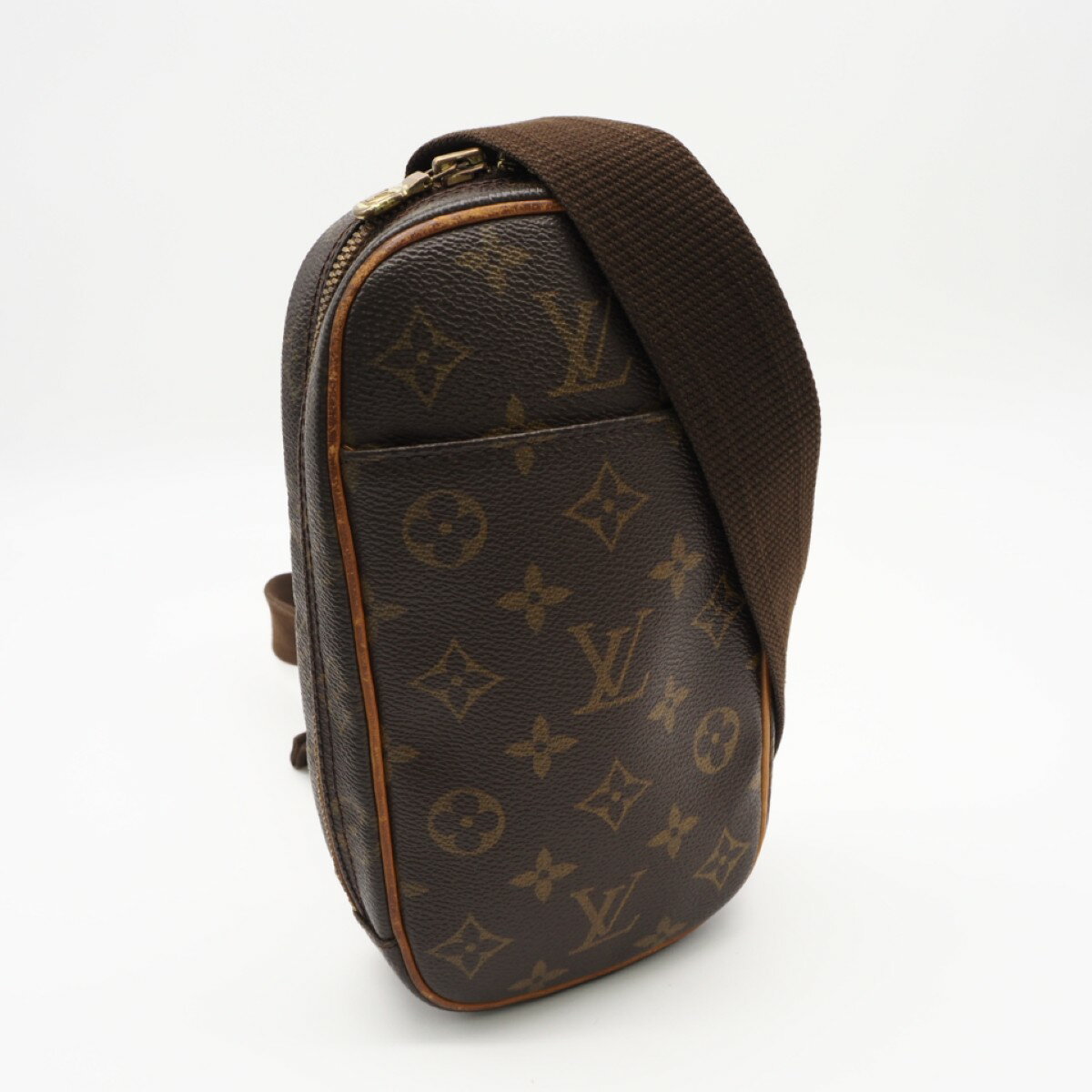 Rakuten - ★3日以内返品可★ LOUIS VUITTON ルイ・ヴィトン モノグラム ポシェット ガンジュ M51870 ショルダーバッグ ブラウン コーティングキャンバス レザー メンズ【中古】