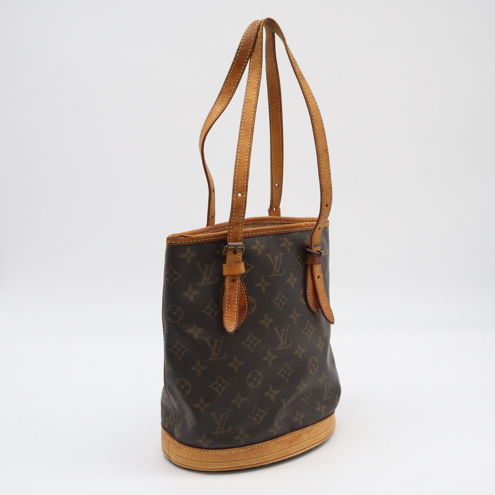 乐天商城 - ★3日以内返品可★ LOUIS VUITTON ルイ・ヴィトン モノグラム バケットPM M42238 ハンドバッグ ブラウン コーティングキャンバス レザー レディース【中古】