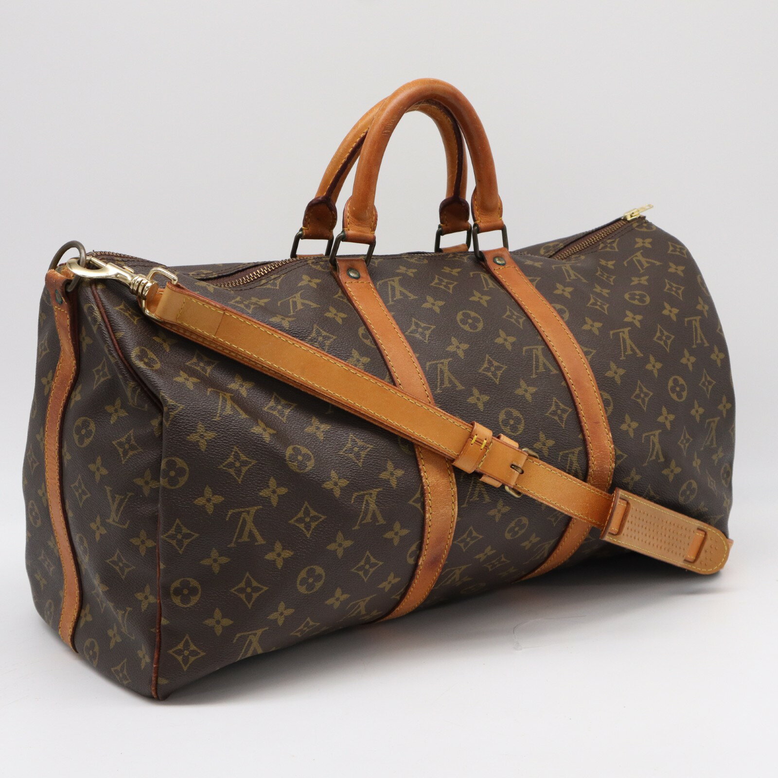Rakuten - ★3日以内返品可★ LOUIS VUITTON ルイ・ヴィトン モノグラム キーポルバンドリエール50 M41416 2wayボストンバッグ ブラウン コーティングキャンバス レザー メンズ【中古】