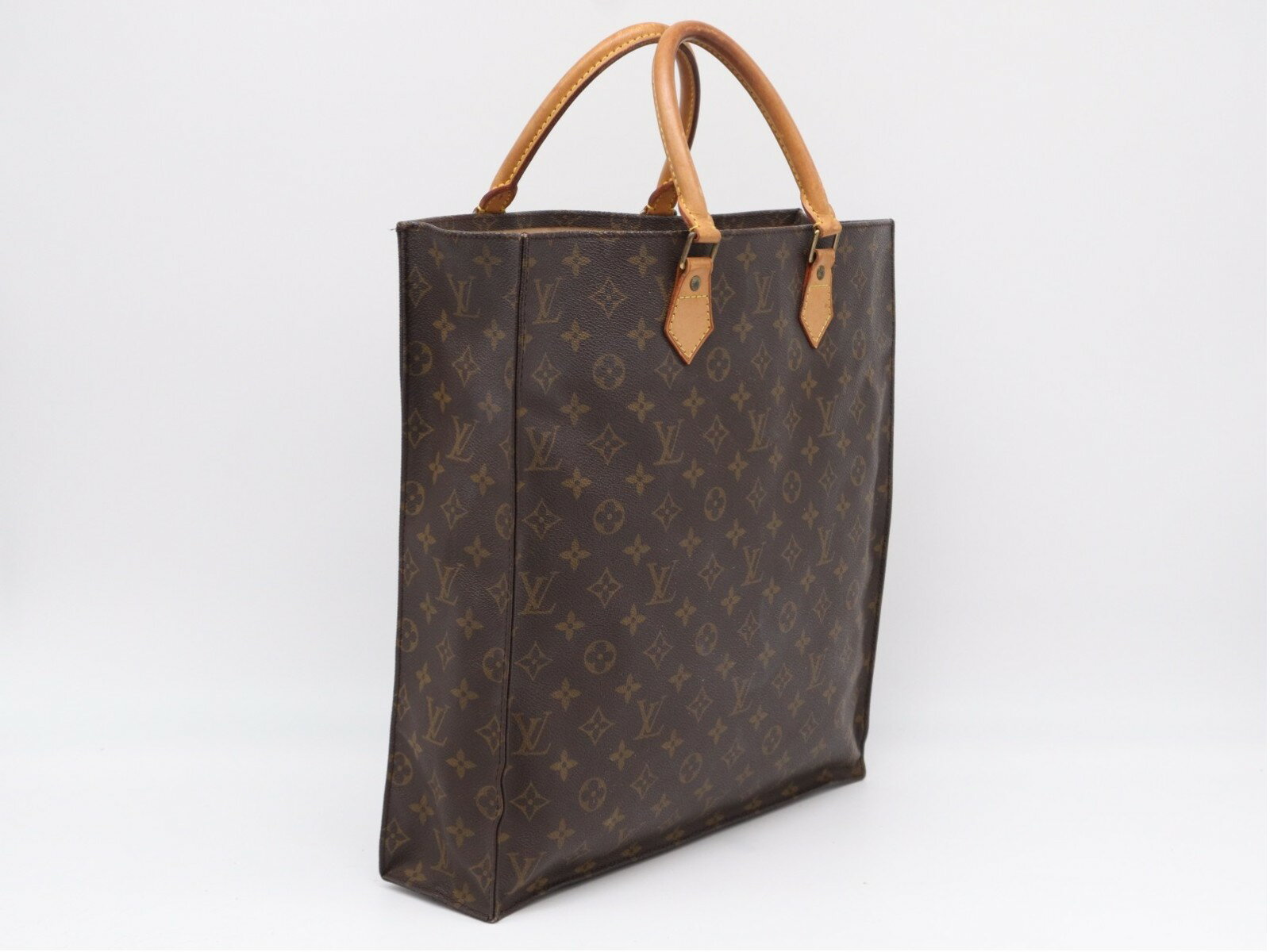 Rakuten - ★3日以内返品可★ LOUIS VUITTON ルイ・ヴィトン モノグラム サックプラ M51140 ハンドバッグ ブラウン コーティングキャンバス レザー メンズ【中古】