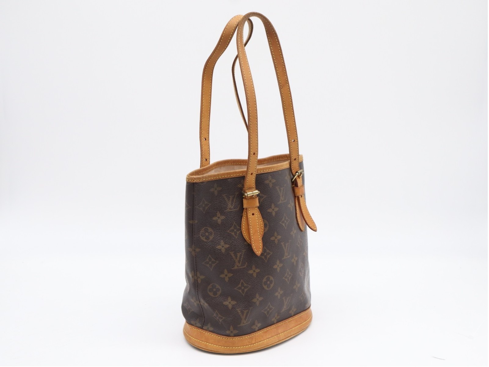 Rakuten - ★3日以内返品可★ LOUIS VUITTON ルイ・ヴィトン モノグラム バケットPM M42238 ハンドバッグ ブラウン コーティングキャンバス レザー レディース【中古】