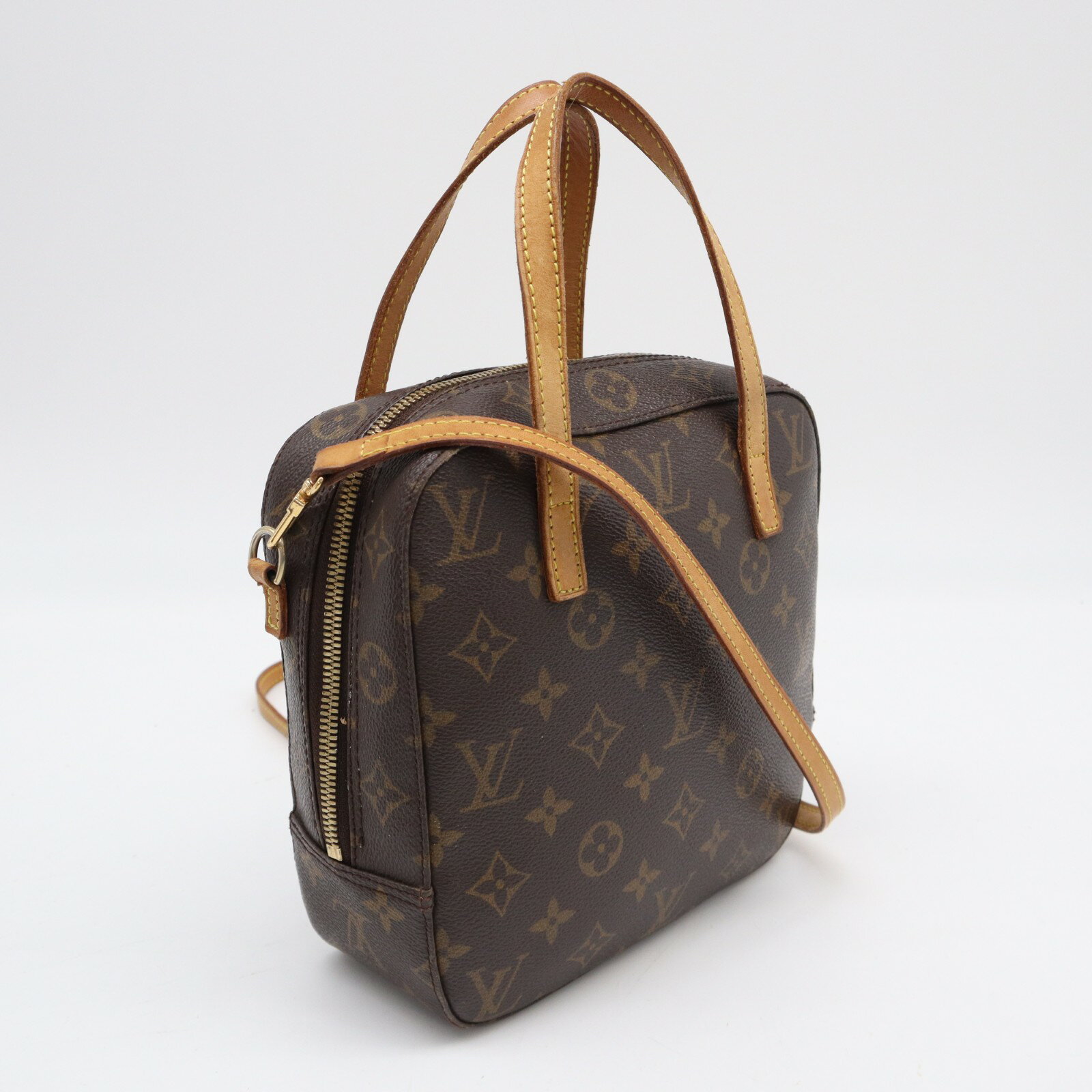 Rakuten - ★3日以内返品可★ LOUIS VUITTON ルイ・ヴィトン モノグラム スポンティーニ M47500 ハンドバッグ ブラウン コーティングキャンバス レザー レディース【中古】