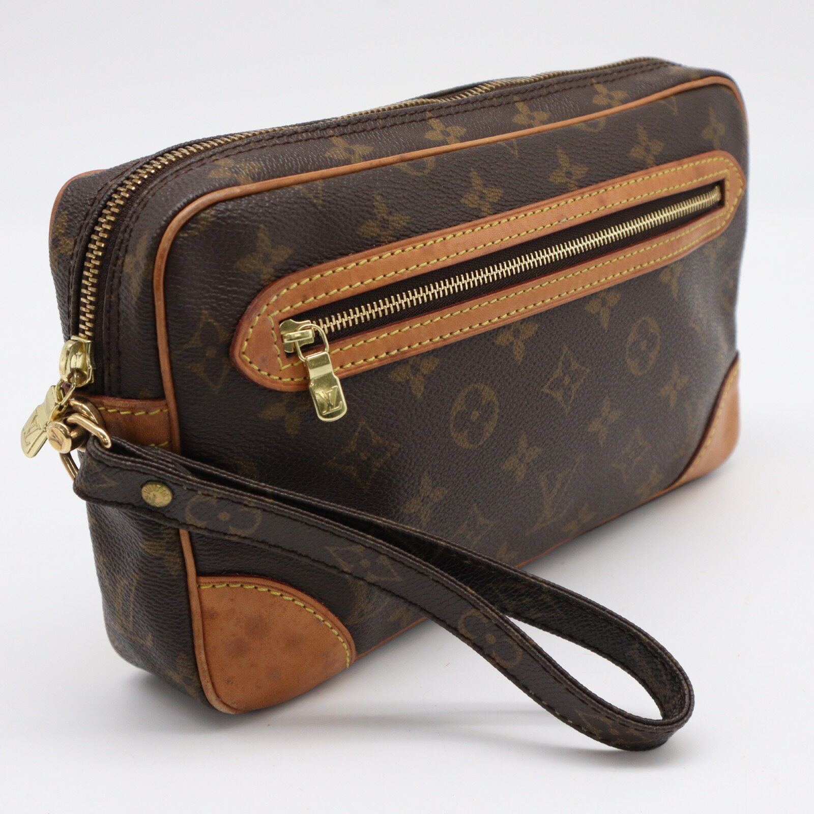 Rakuten - ★3日以内返品可★ LOUIS VUITTON ルイ・ヴィトン モノグラム マルリードラゴンヌGM M51825 セカンドバッグ ブラウン コーティングキャンバス レザー メンズ【中古】