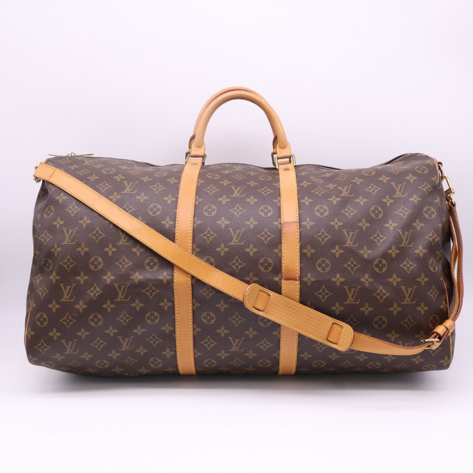 Rakuten - ★3日以内返品可★ LOUIS VUITTON ルイ・ヴィトン モノグラム キーポル バンドリエール60 M41412 2wayボストンバッグ ブラウン コーティングキャンバス レザー メンズ【中古】