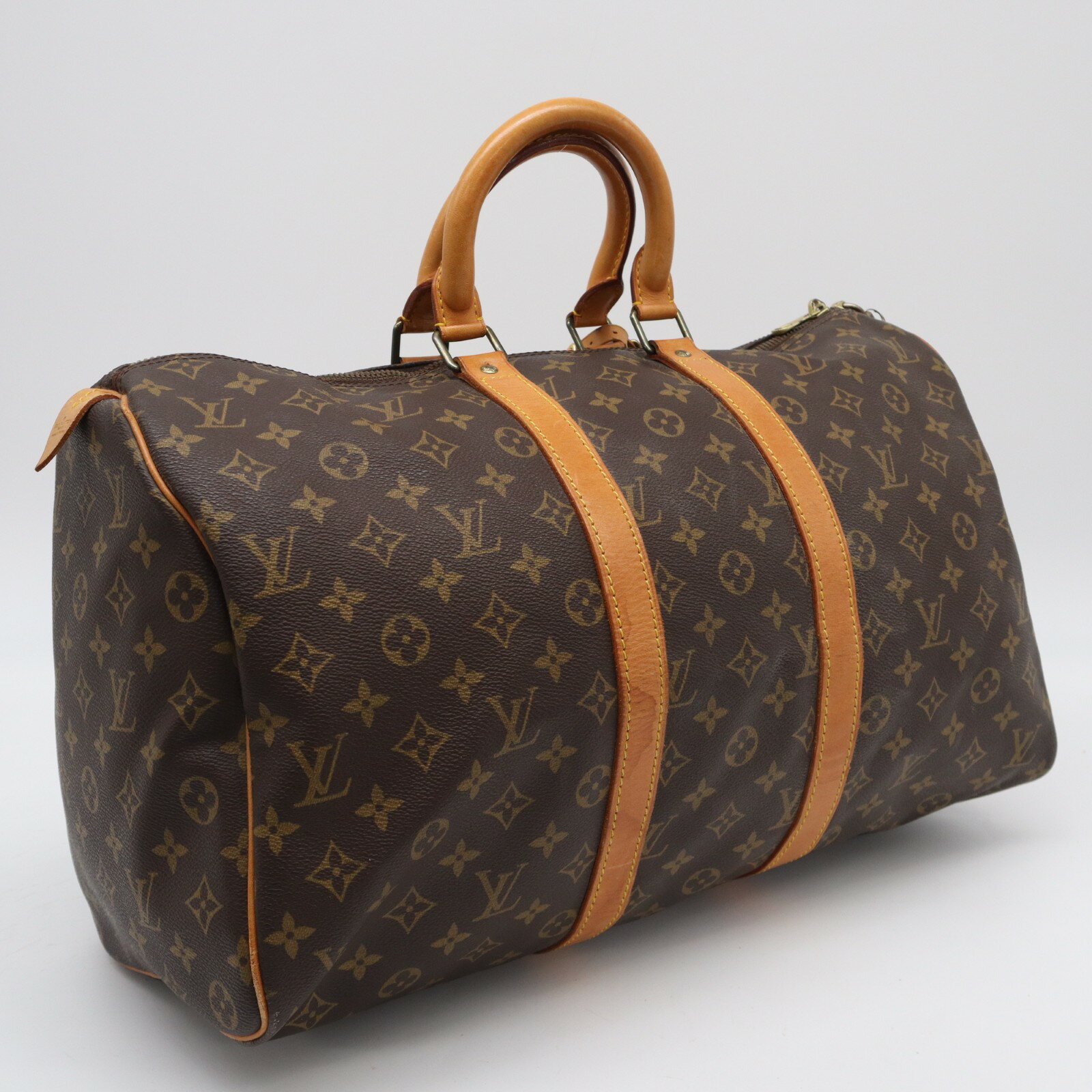 Rakuten - ★3日以内返品可★ LOUIS VUITTON ルイ・ヴィトン モノグラム キーポル45 M41428 ボストンバッグ ブラウン コーティングキャンバス レザー レディース【中古】