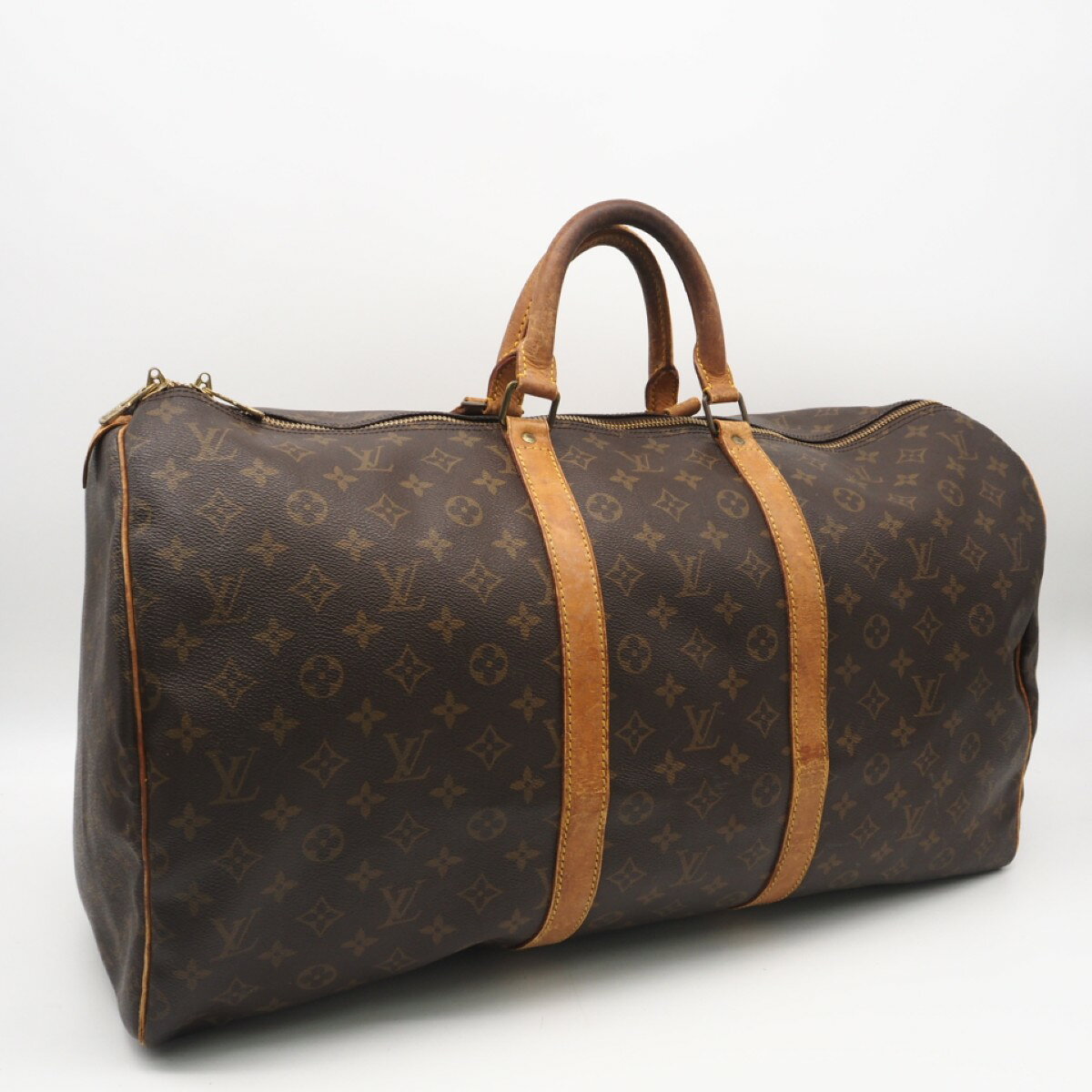 乐天商城 - ★3日以内返品可★ LOUIS VUITTON ルイ・ヴィトン モノグラム キーポル55 M41424 ボストンバッグ ブラウン コーティングキャンバス レザー メンズ【中古】